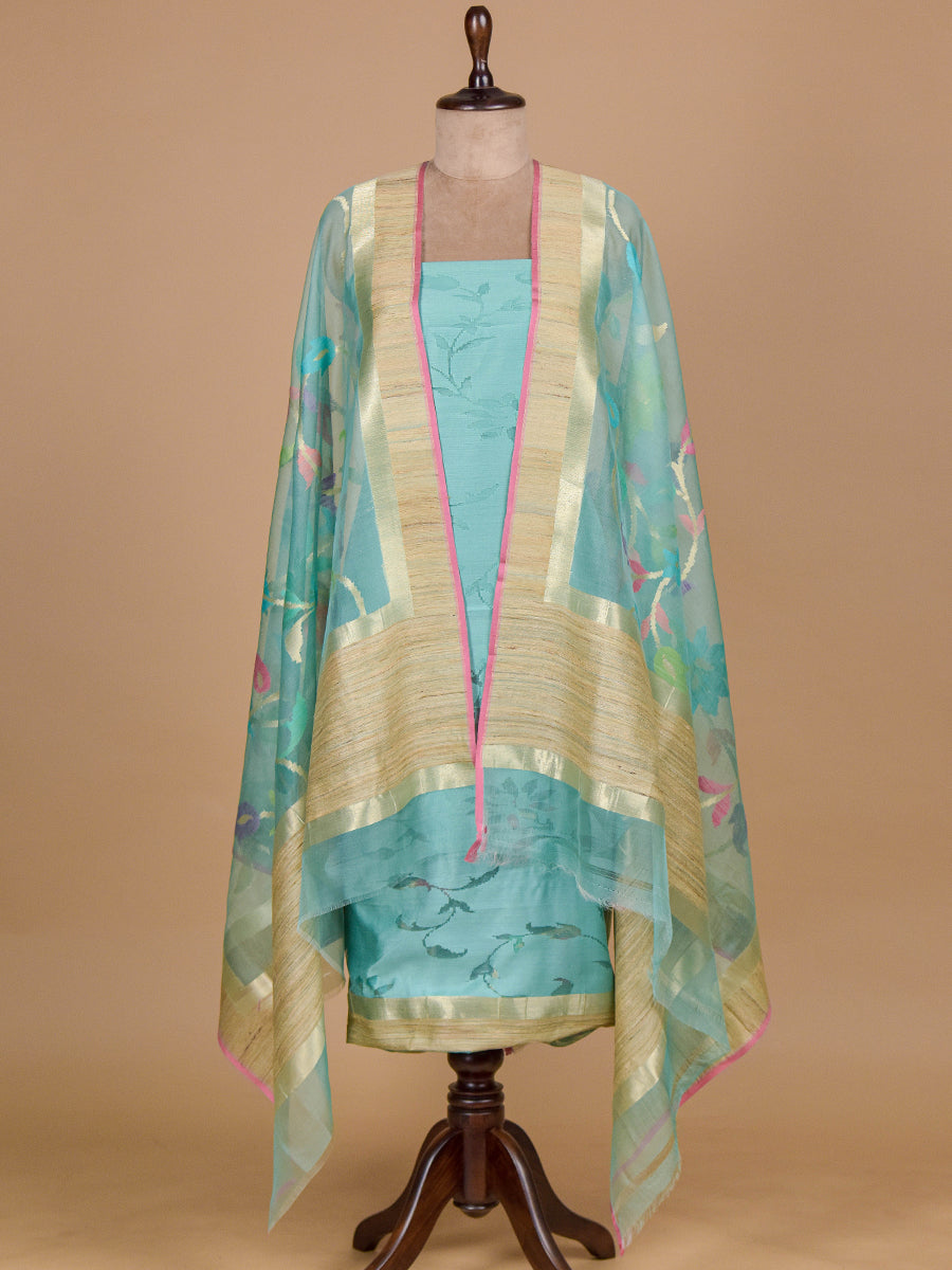 Blue Net Dress Material