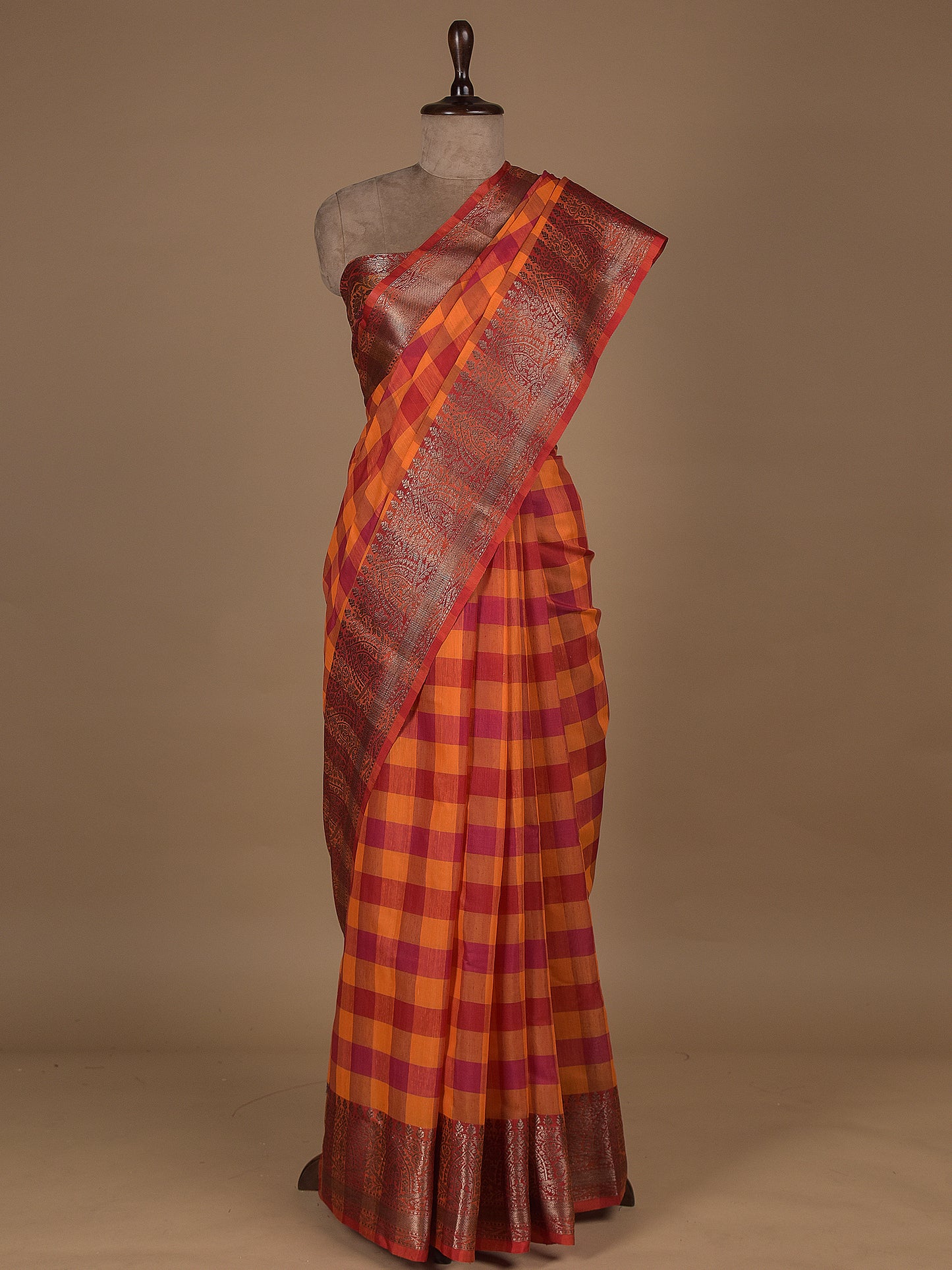 Red Cotton Silk Banarasi Saree