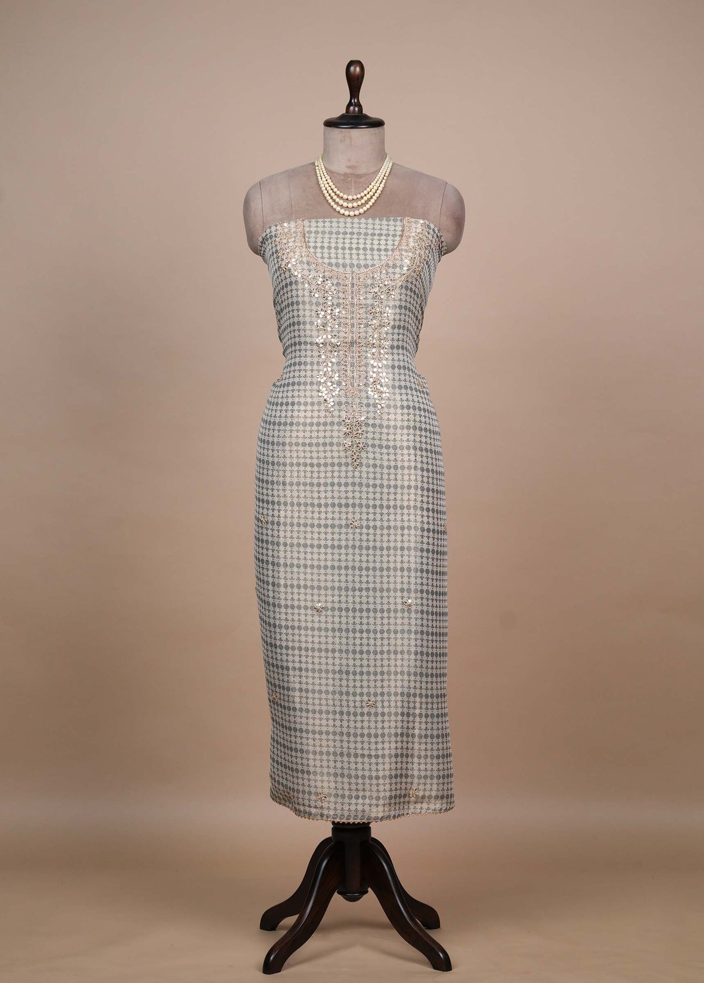 Cream Tissue Georgette Dress Material