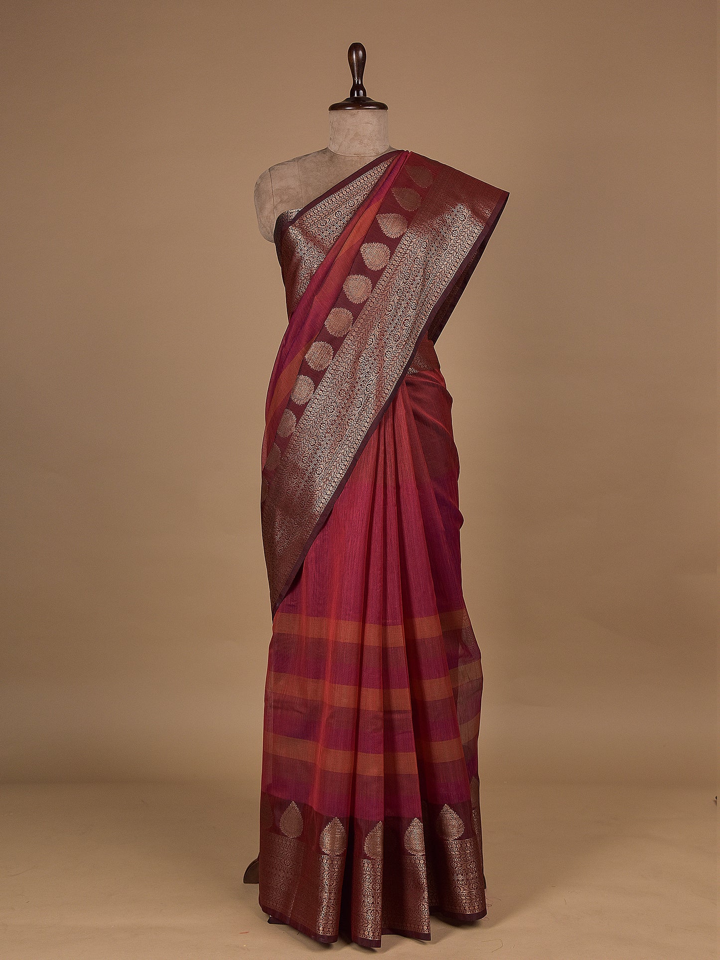 Red Cotton Silk Banarasi Saree