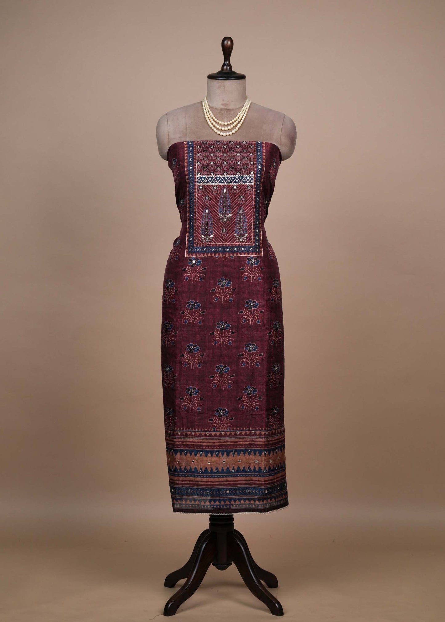 Multicoloured Cotton Silk Dress Material