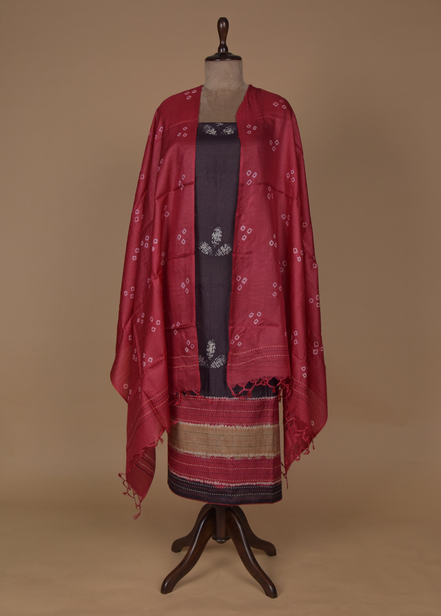 Black Tussar Dress Material