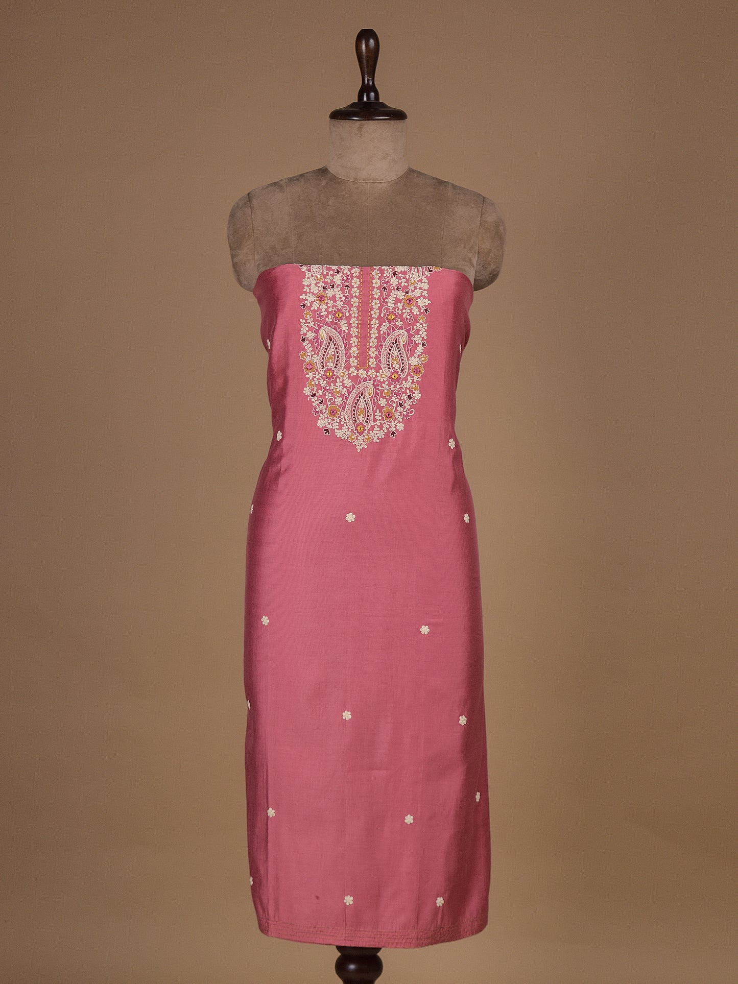Pink Chanderi Cotton Dress Material