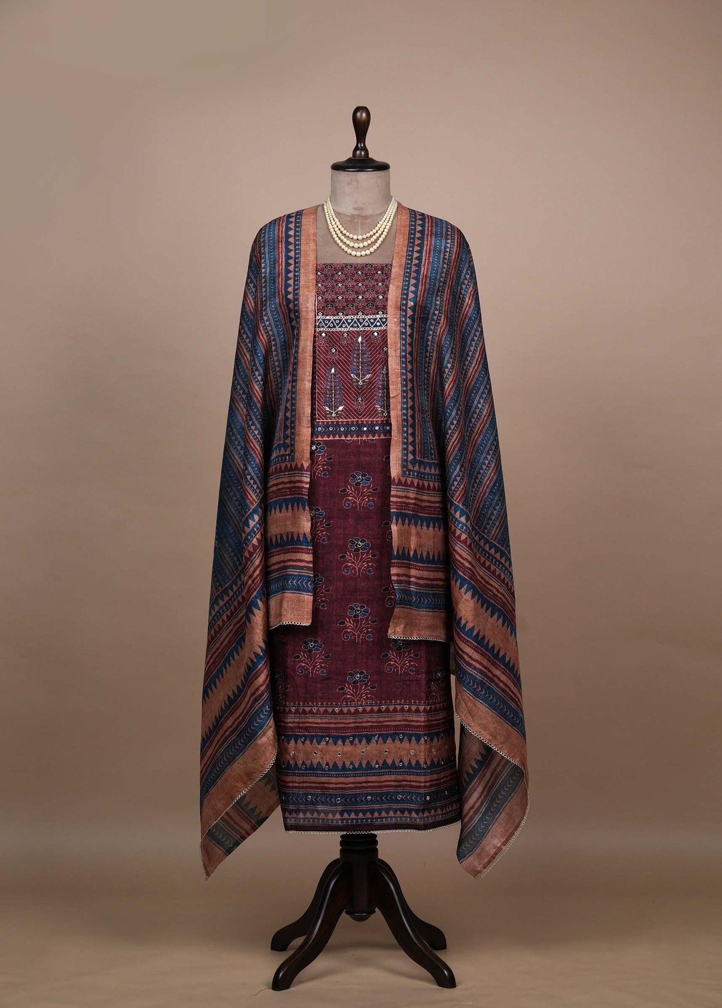 Multicoloured Cotton Silk Dress Material