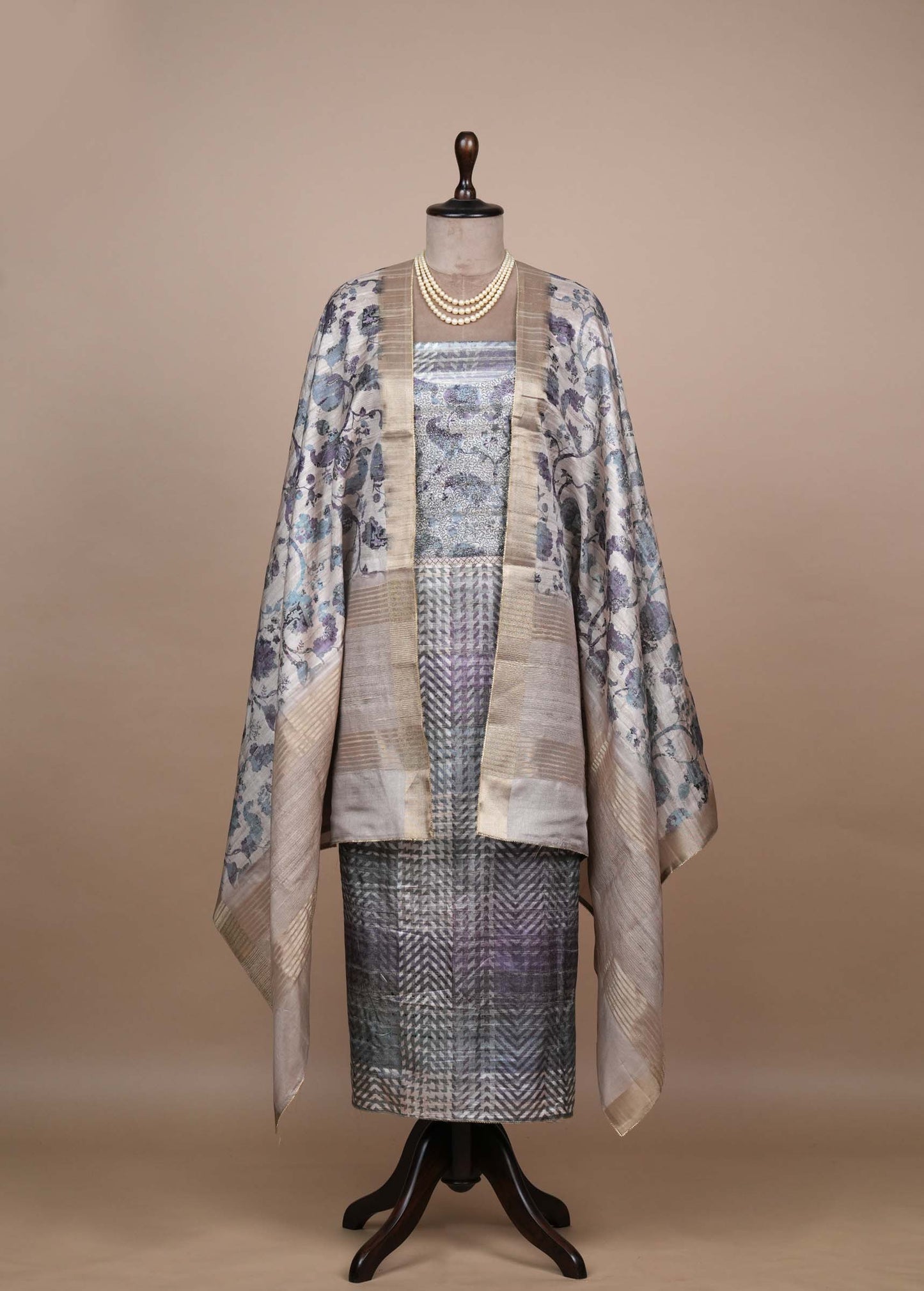 Cream Cotton Silk Dress Material