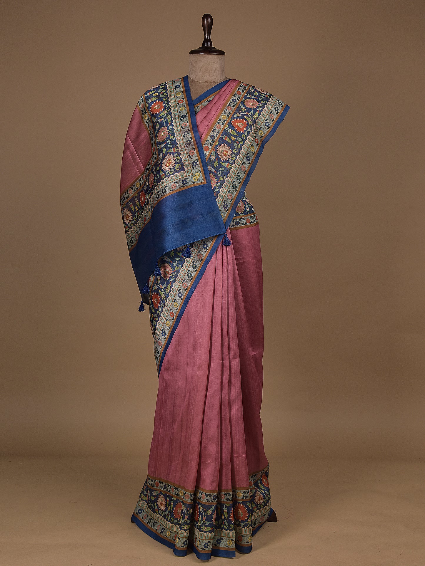 Pink Cotton Silk Printed Saree