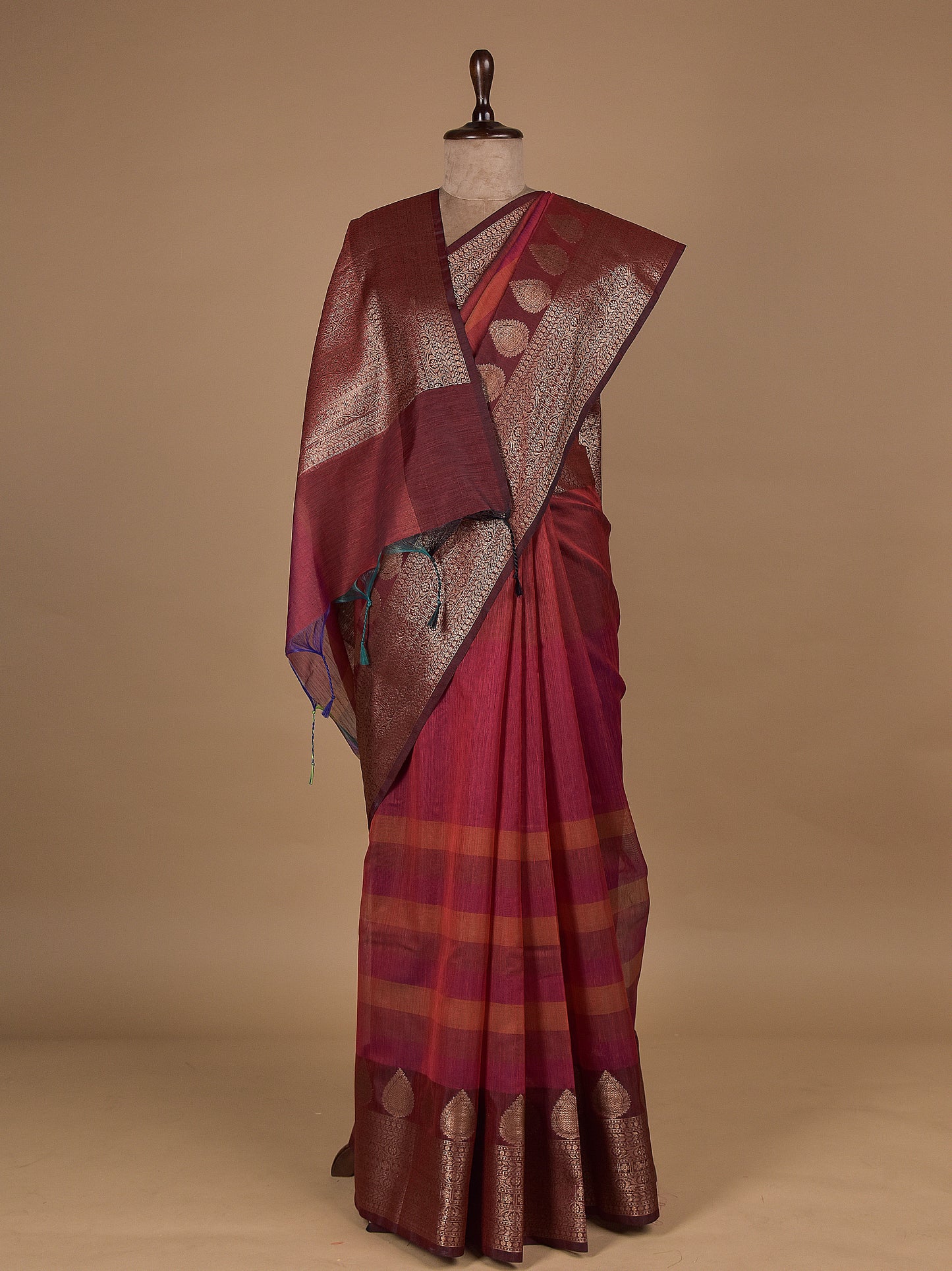 Red Cotton Silk Banarasi Saree