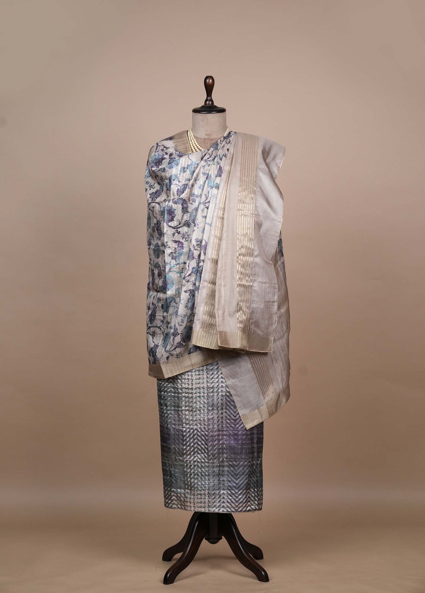 Cream Cotton Silk Dress Material