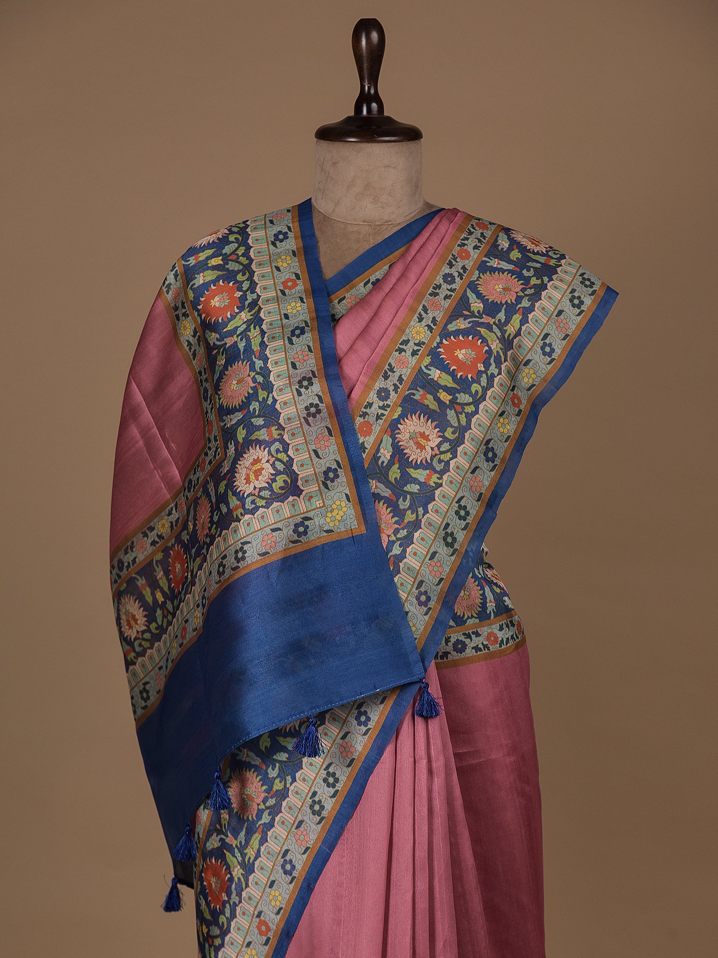 Pink Cotton Silk Printed Saree