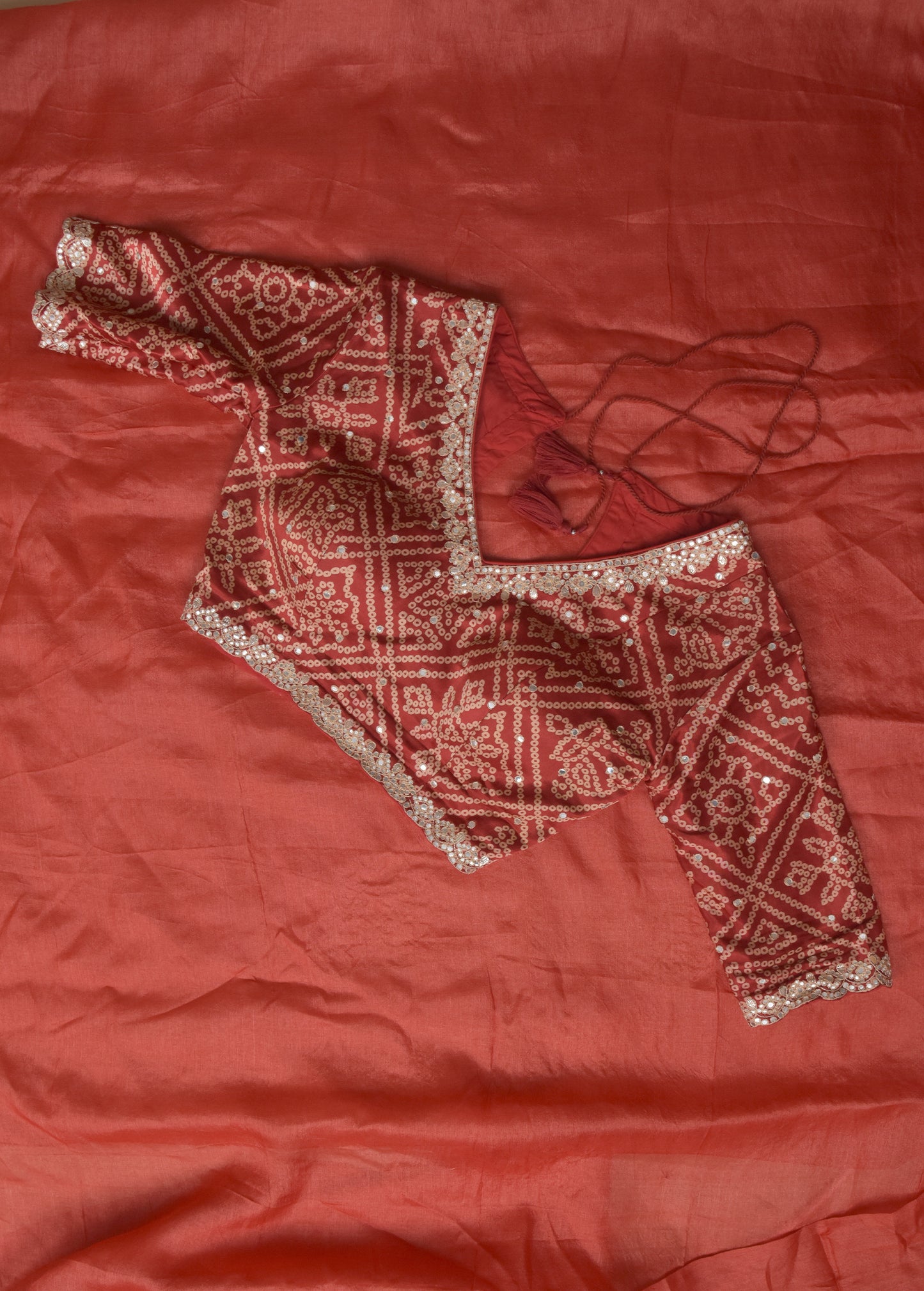 Red Tussar Embroidered Saree
