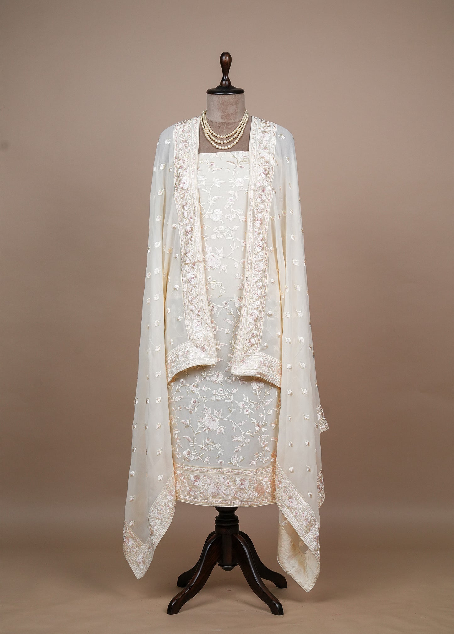 Cream Georgette Dress Material