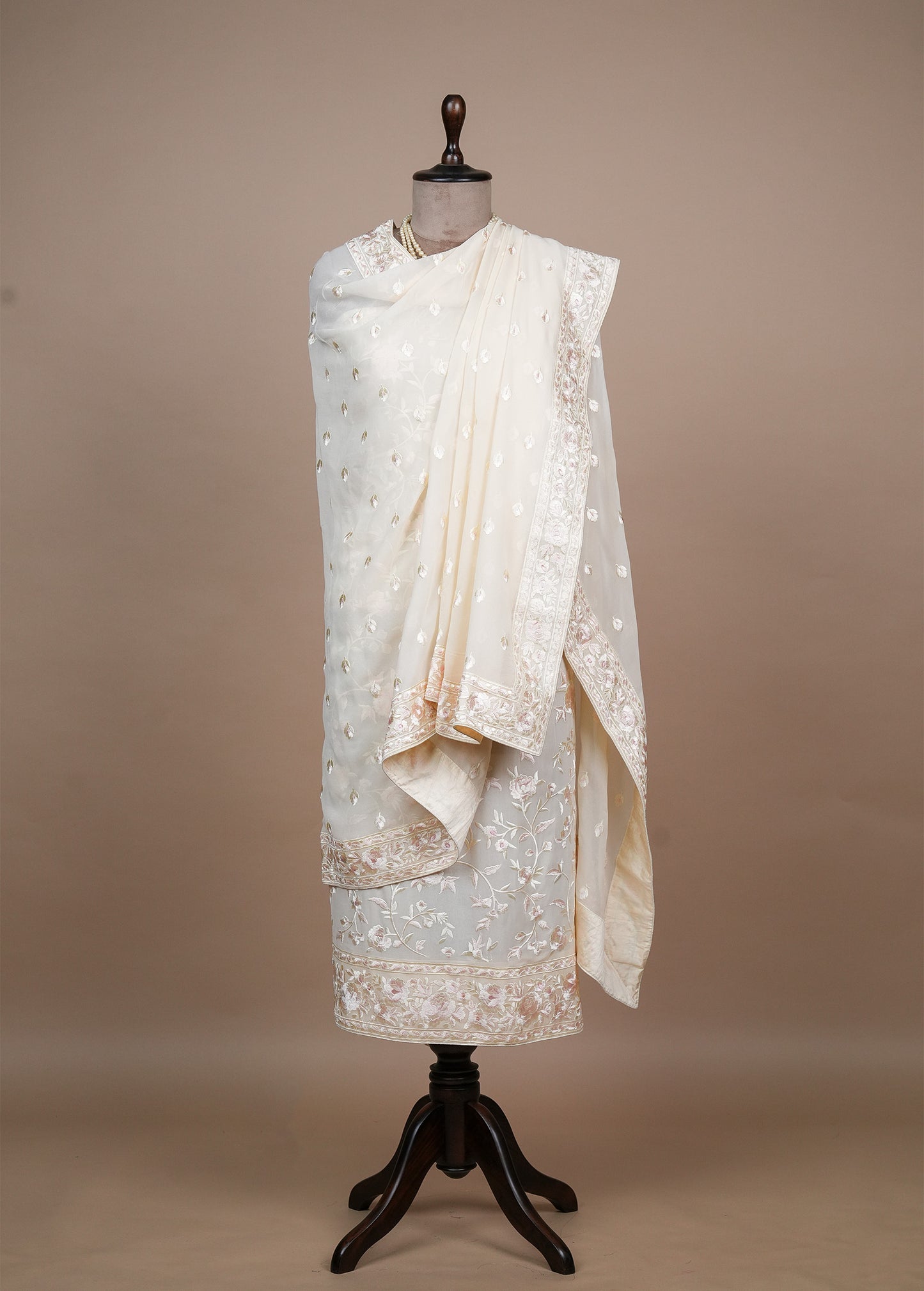 Cream Georgette Dress Material