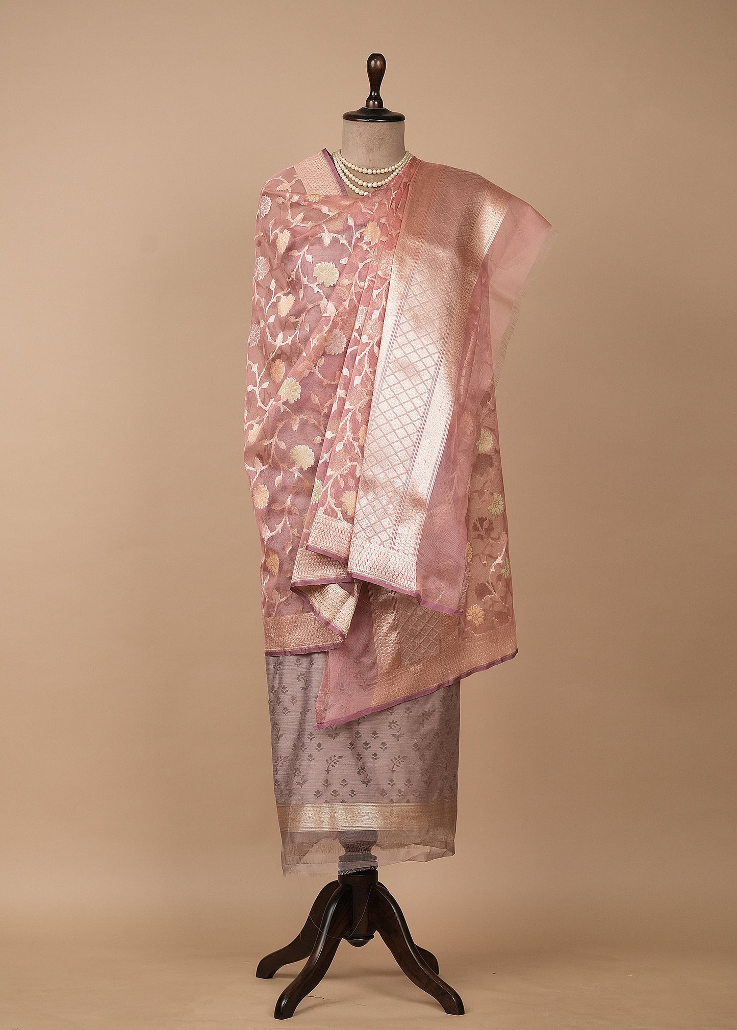 Pink Dupion Silk Dress Material