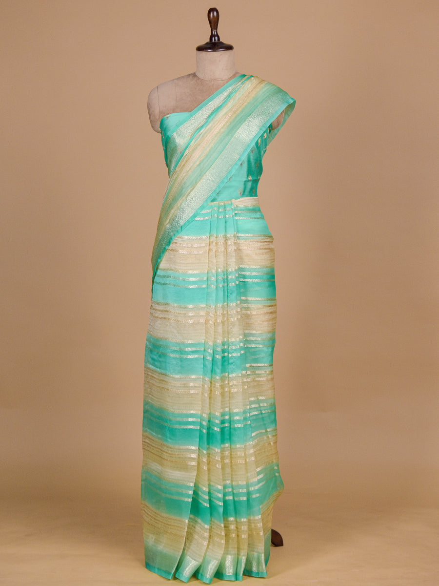 Blue Kora Banarasi Saree