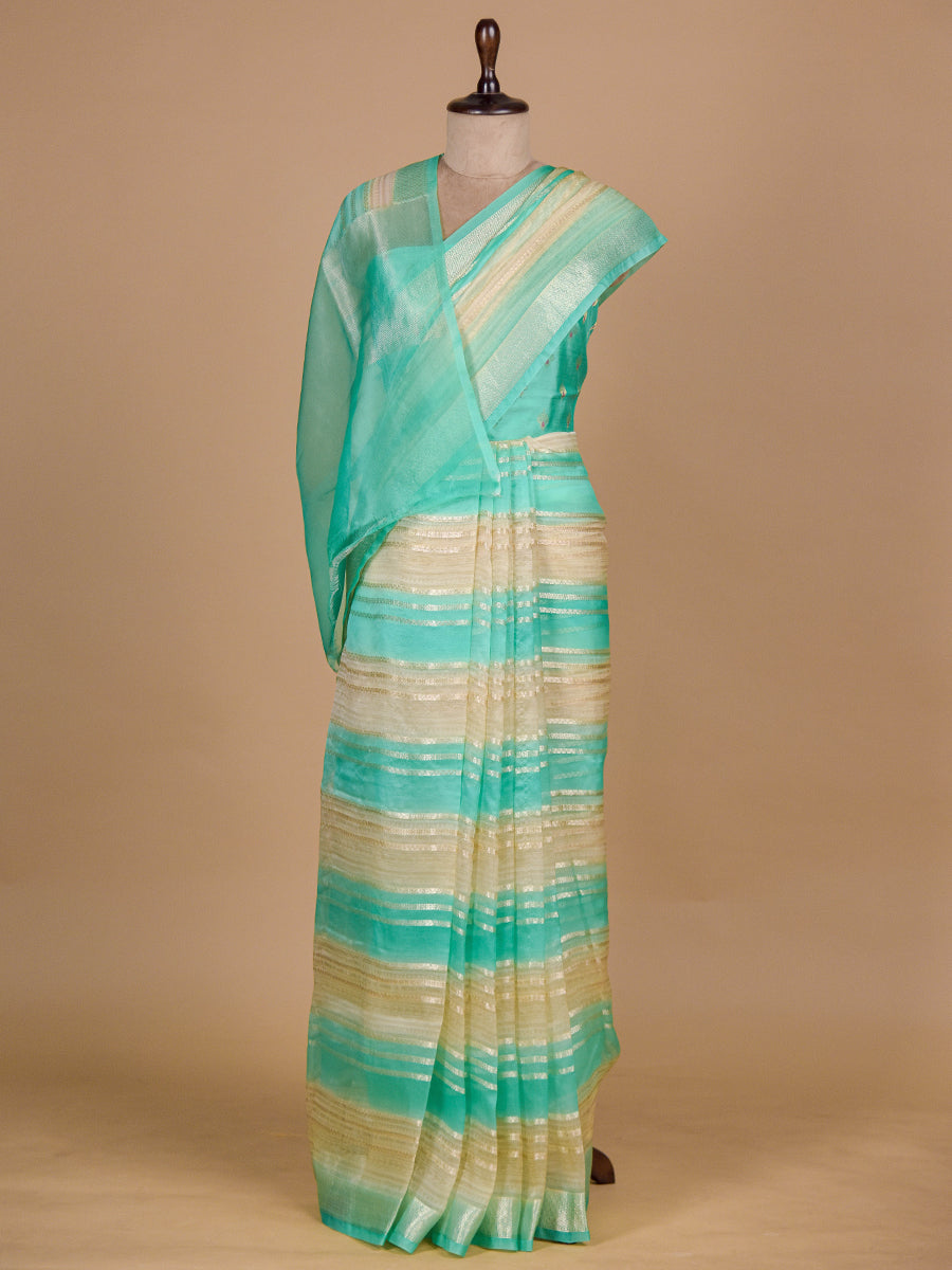 Blue Kora Banarasi Saree