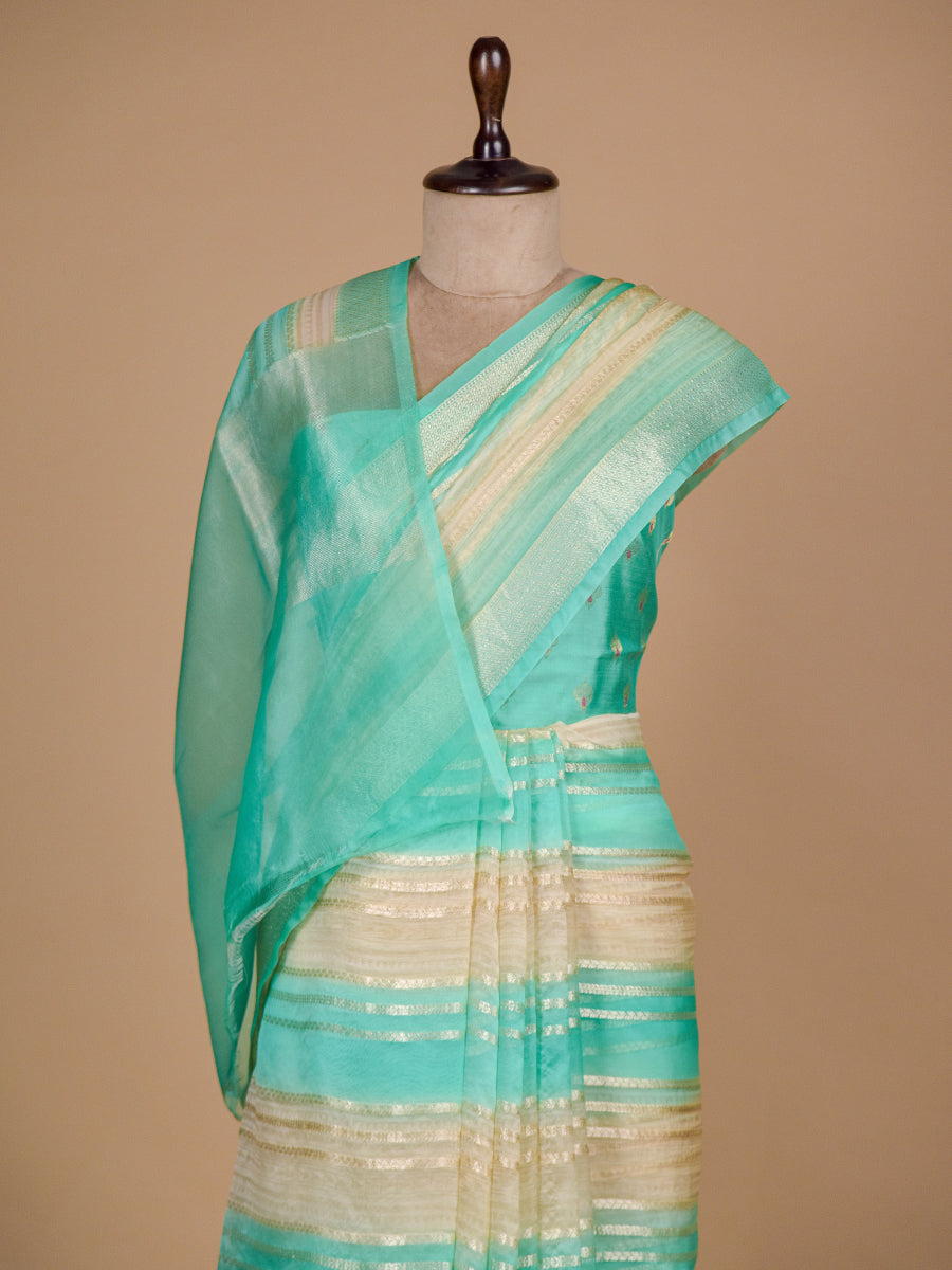 Blue Kora Banarasi Saree