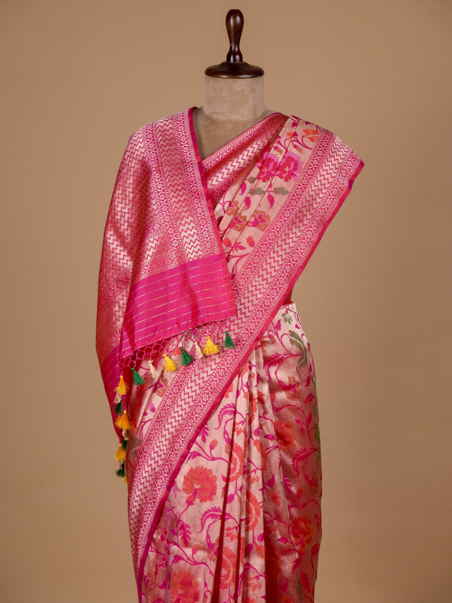 Pink Silk Banarasi Saree