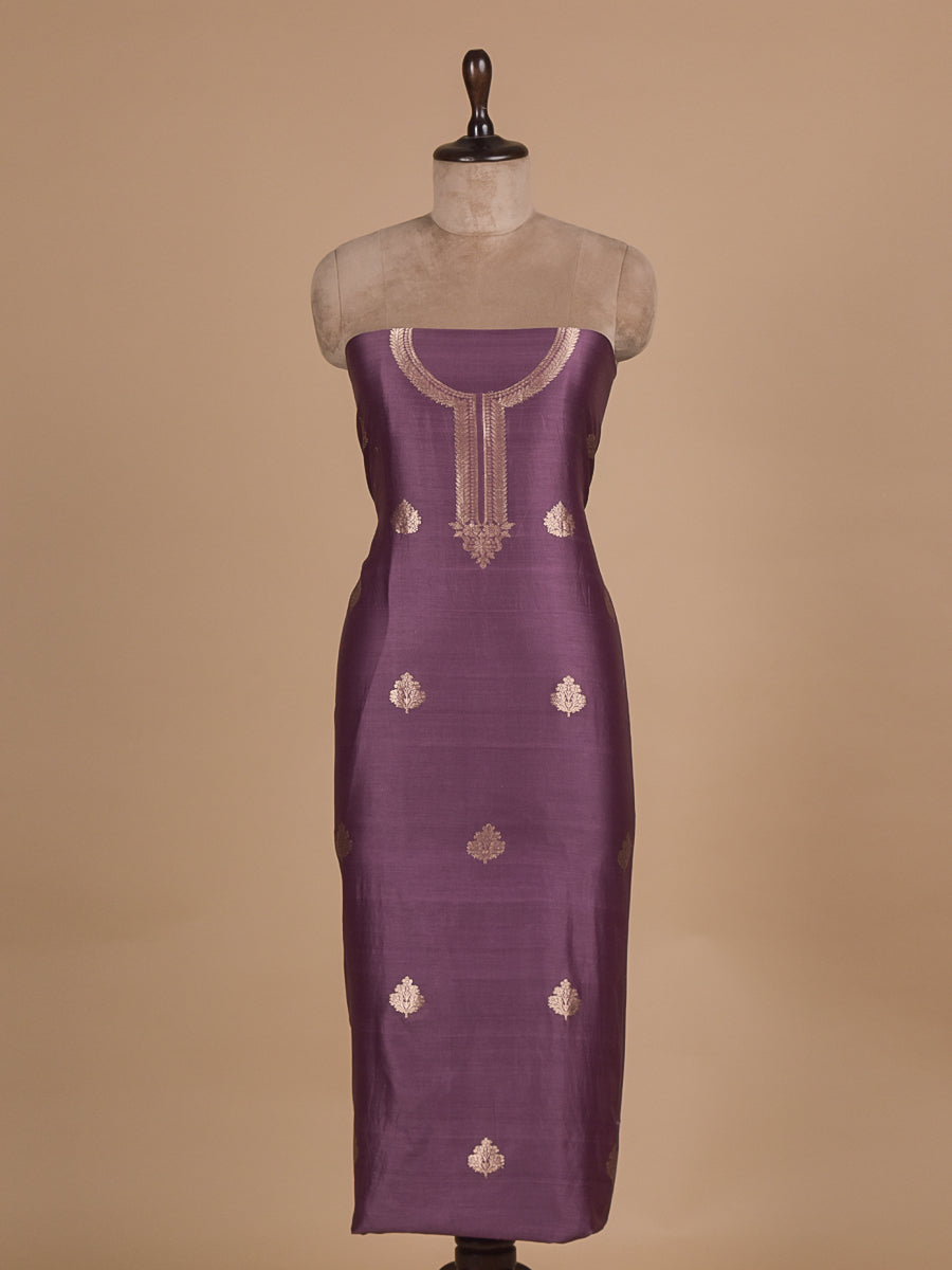 Purple Chanderi Cotton Dress Material