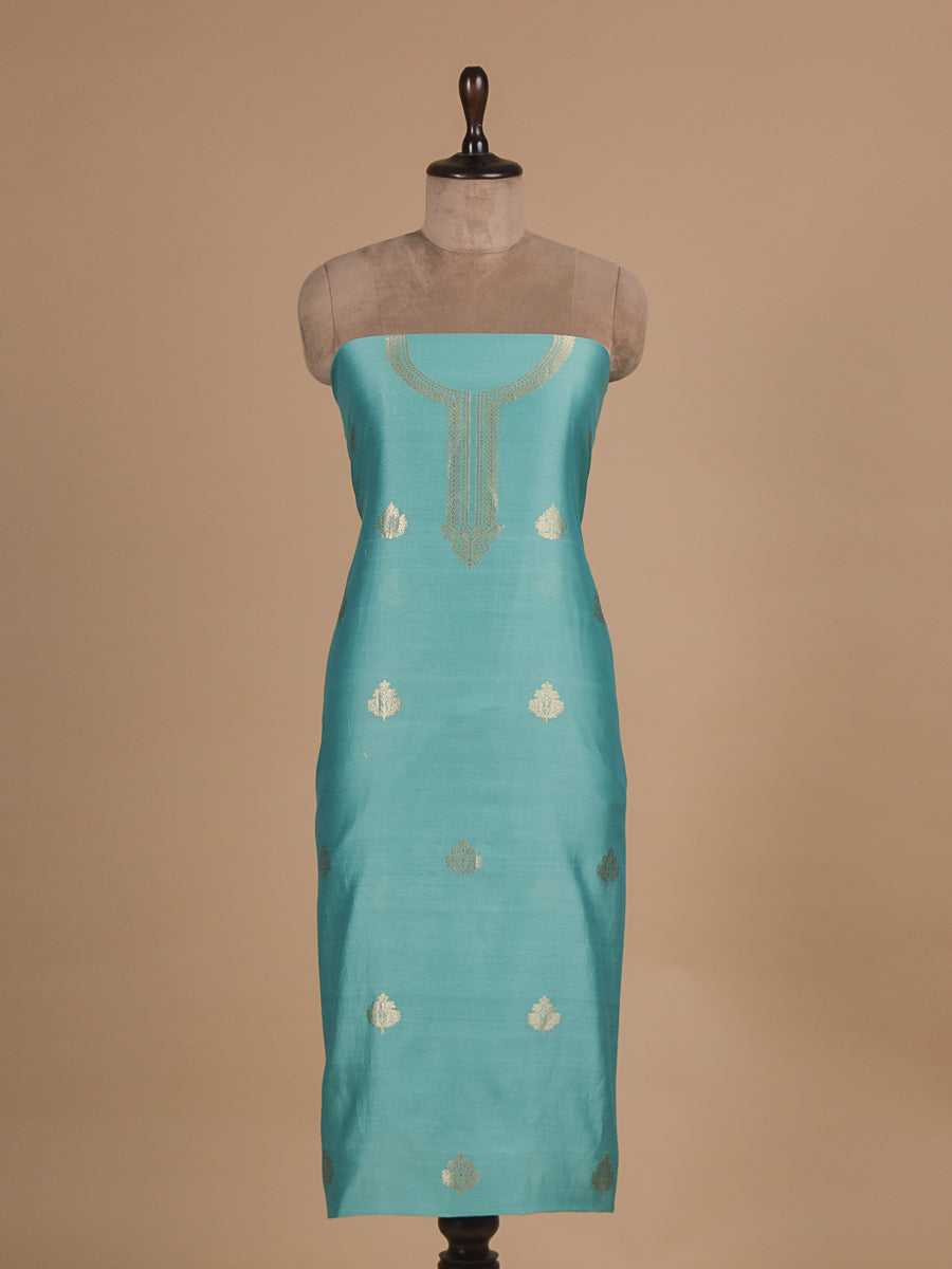 Blue Chanderi Cotton Dress Material