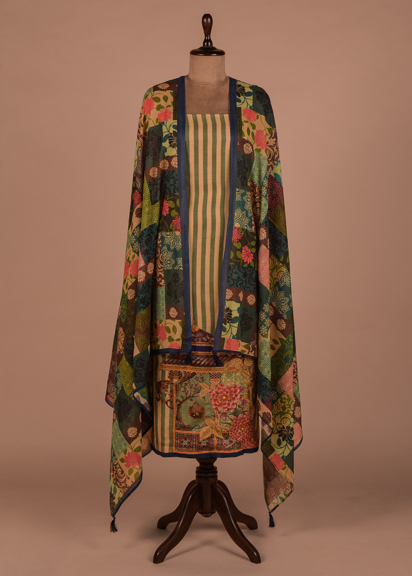 Multicoloured Mulmul Cotton Dress Material