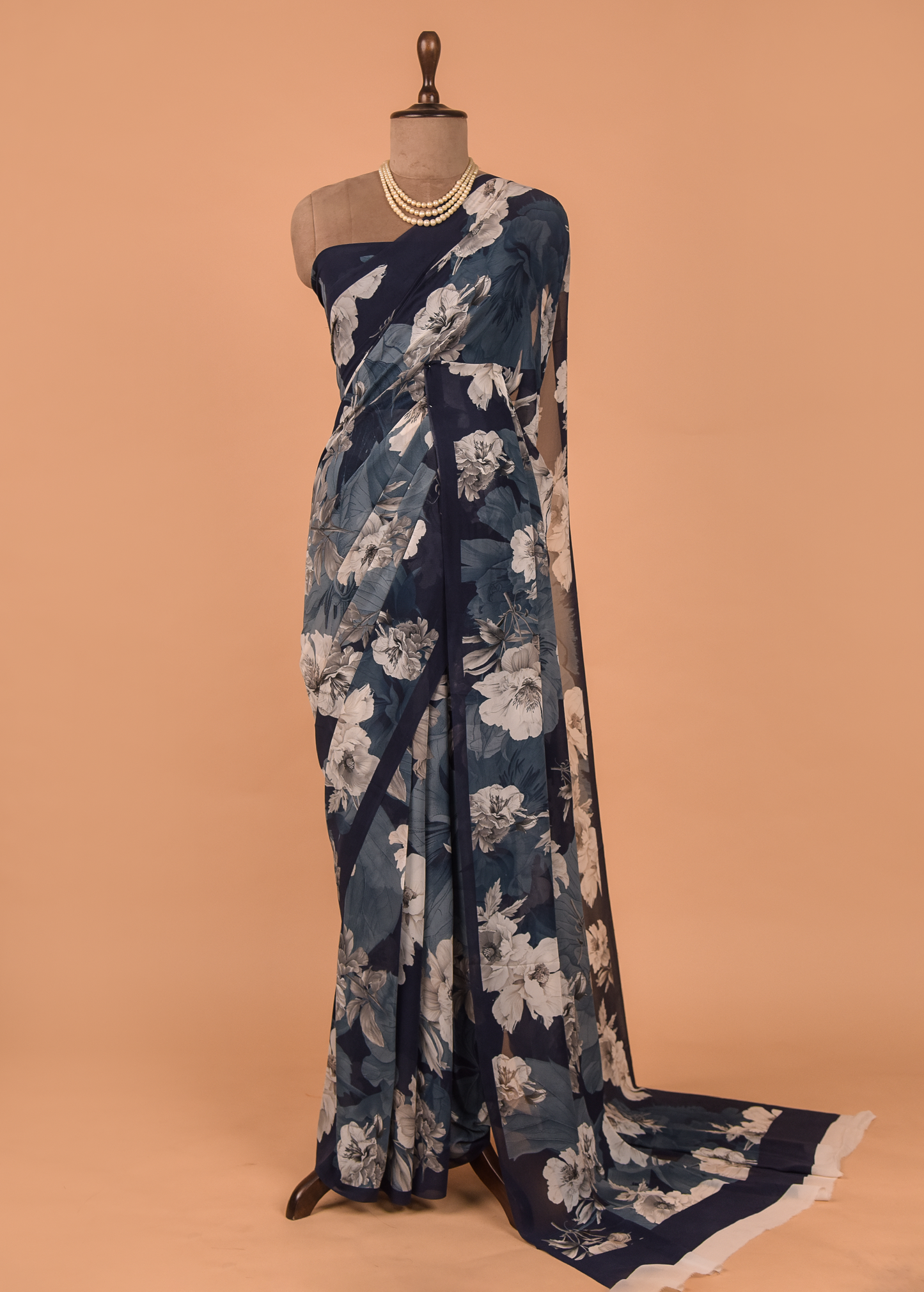 Blue Georgette Printed Saree
