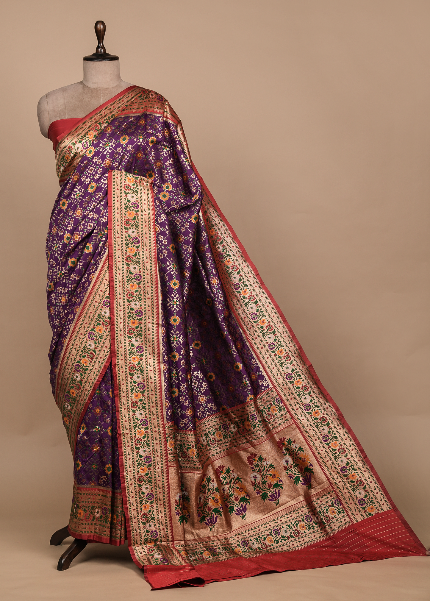 Purple Art Silk Patola Saree