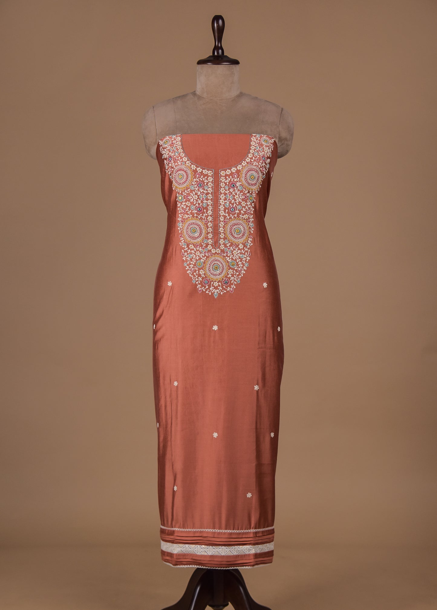 Peach Cotton Dress Material