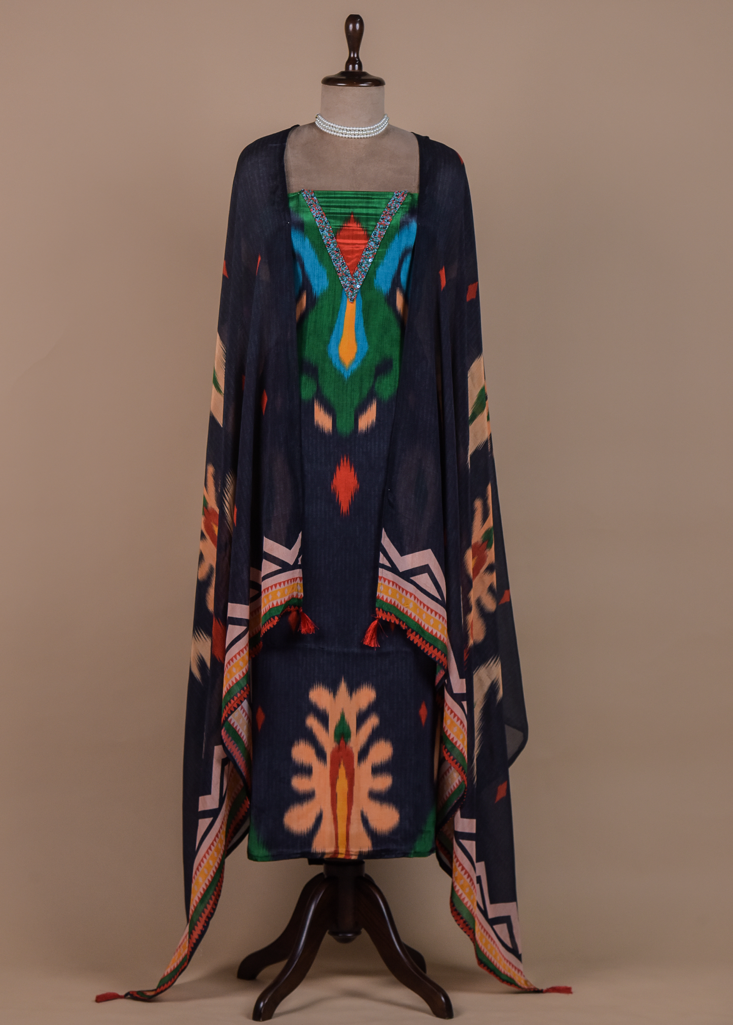 Black Crepe Dress Material