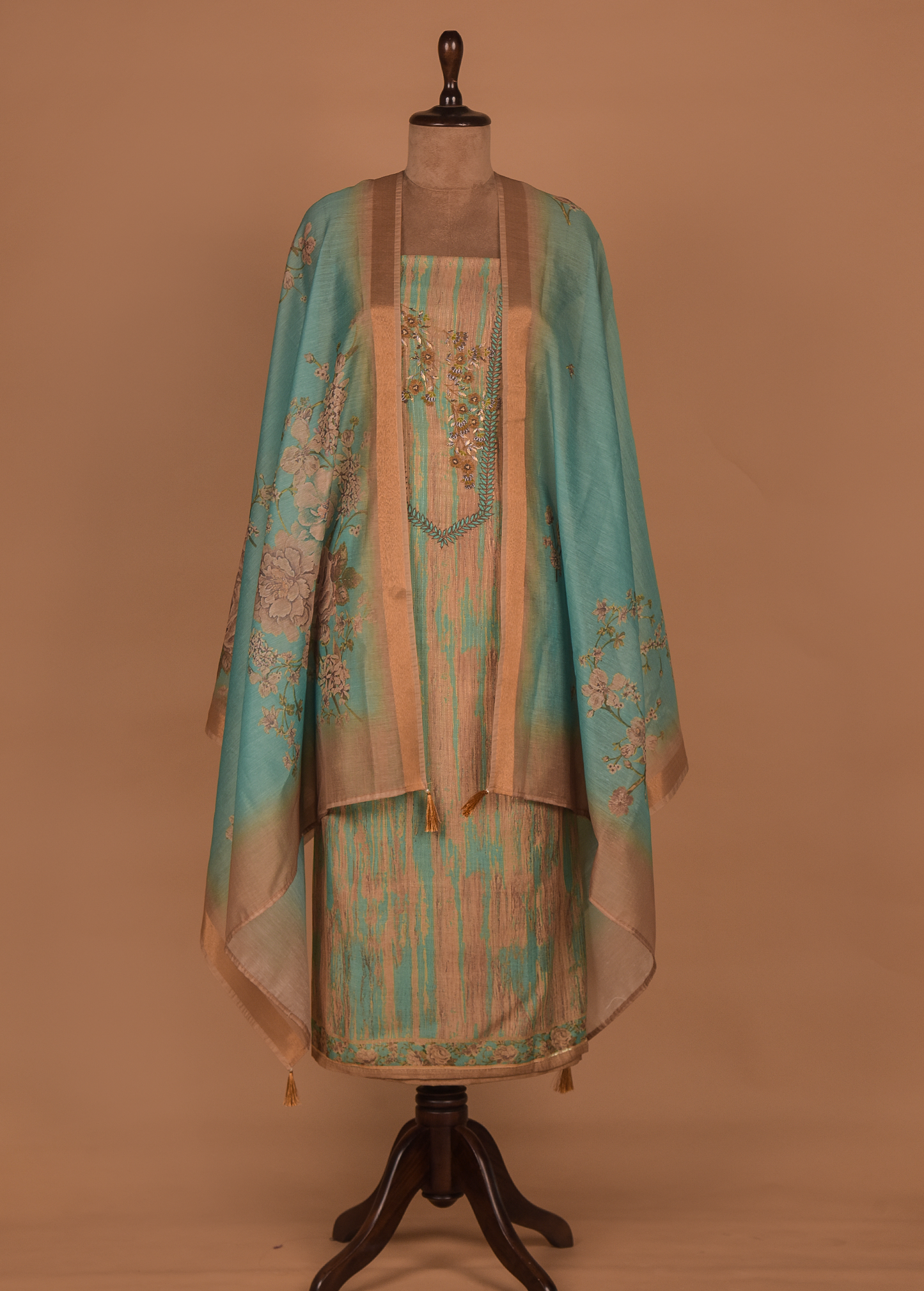 Green Cotton Dress Material