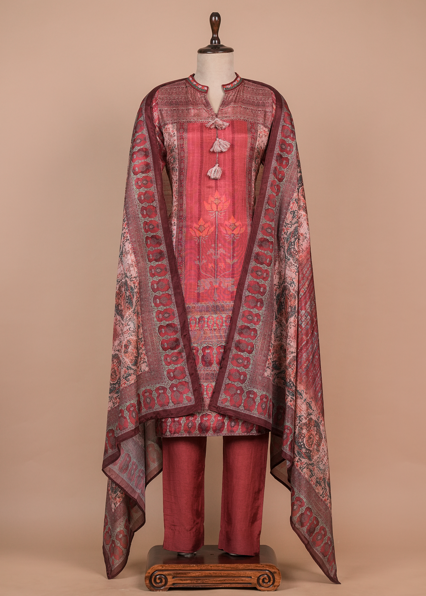 Multicoloured Muslin Cotton Straight Set