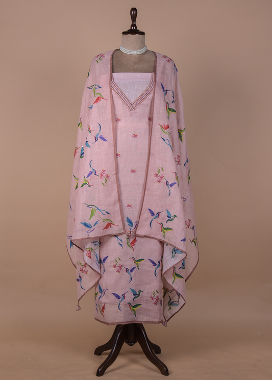 Pink Cotton Dress Material