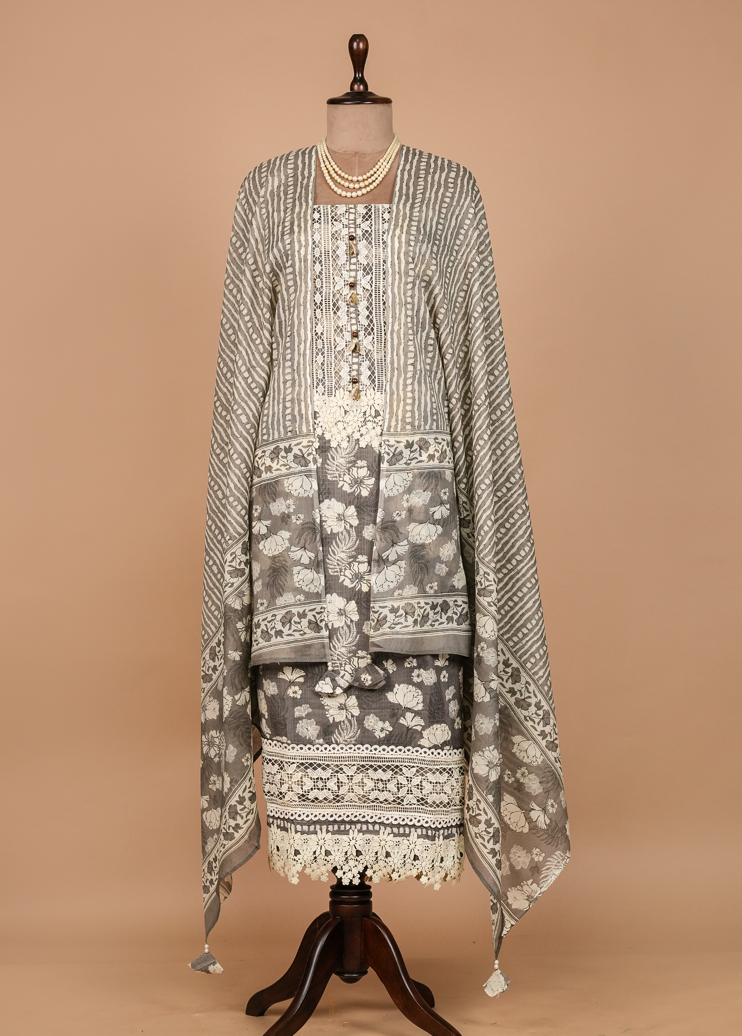 Grey Cotton Dress Material