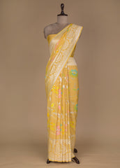 Yellow Tussar Georgette Banarasi Saree