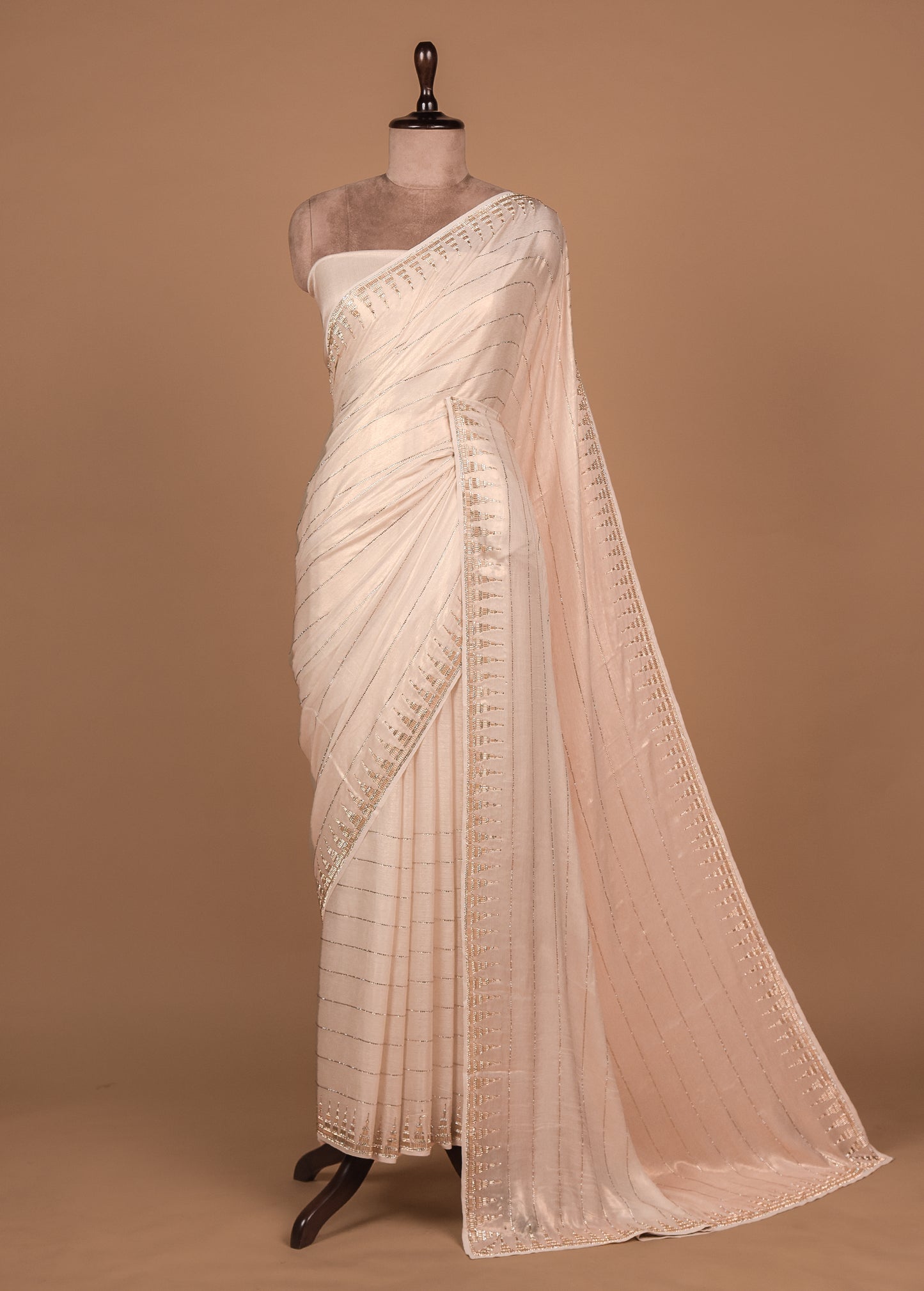 Silver Shimmer Georgette Embroidered Saree