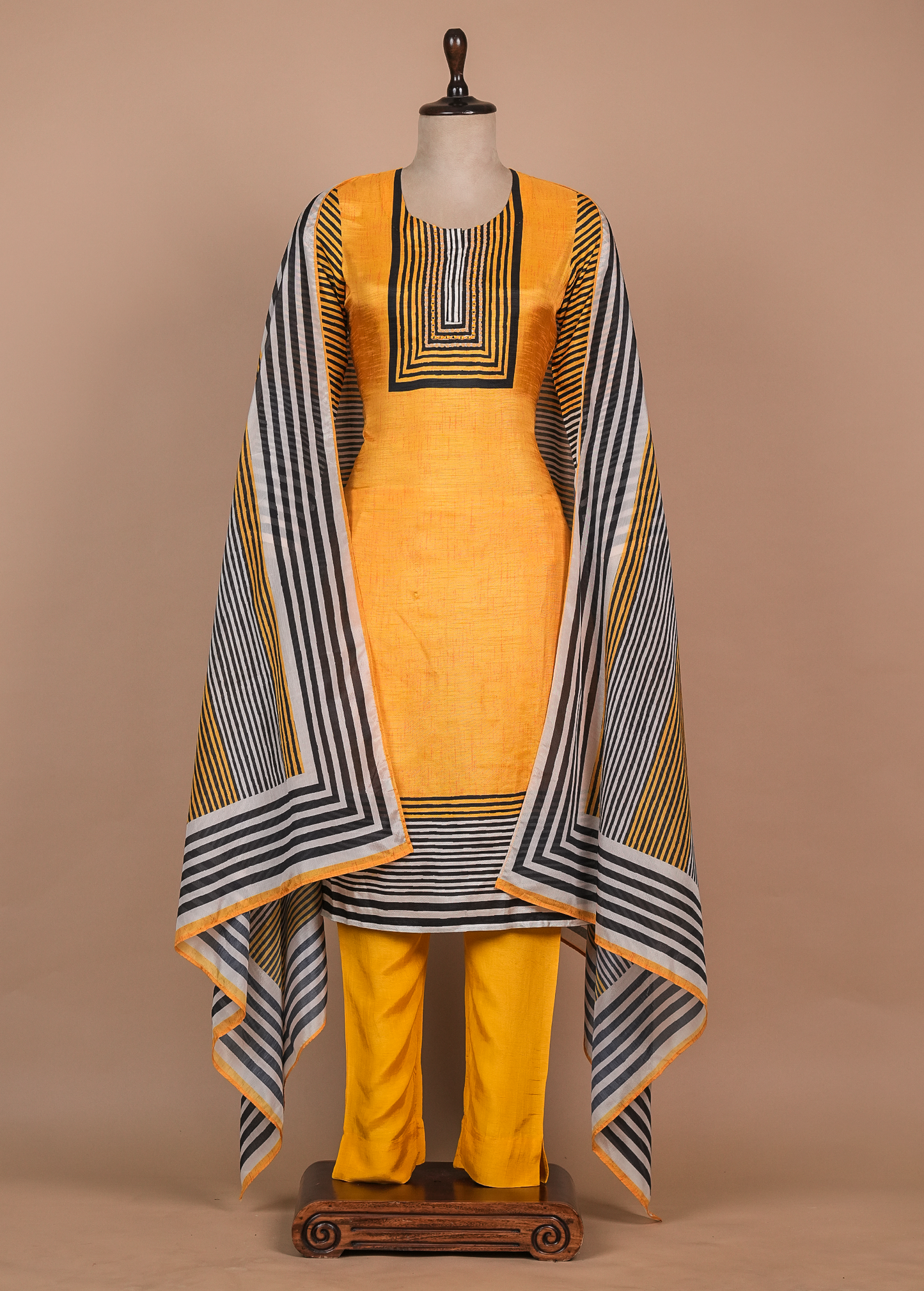 Yellow Muslin Cotton Straight Set