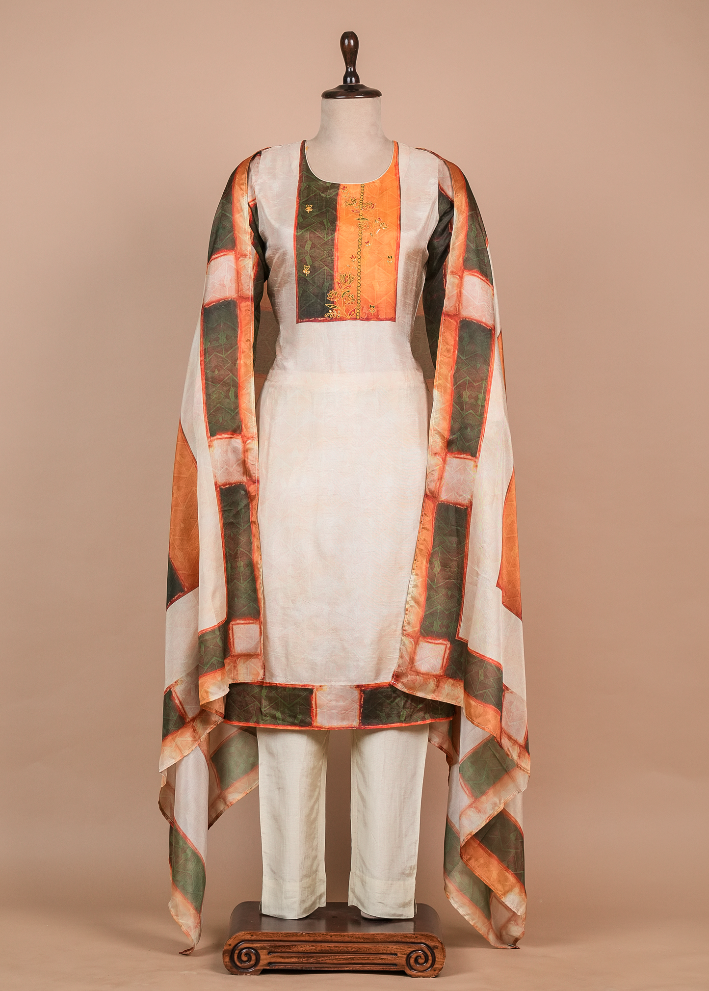 Multicoloured Muslin Cotton Straight Set