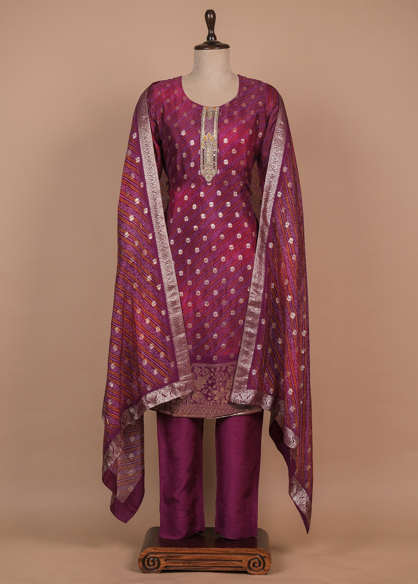 Pink Cotton Silk Straight Set