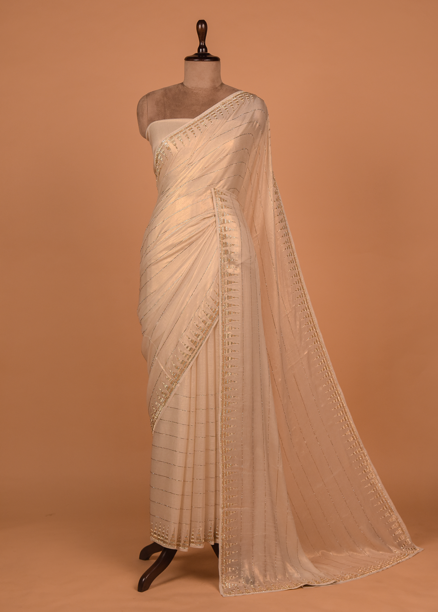 Silver Shimmer Georgette Embroidered Saree