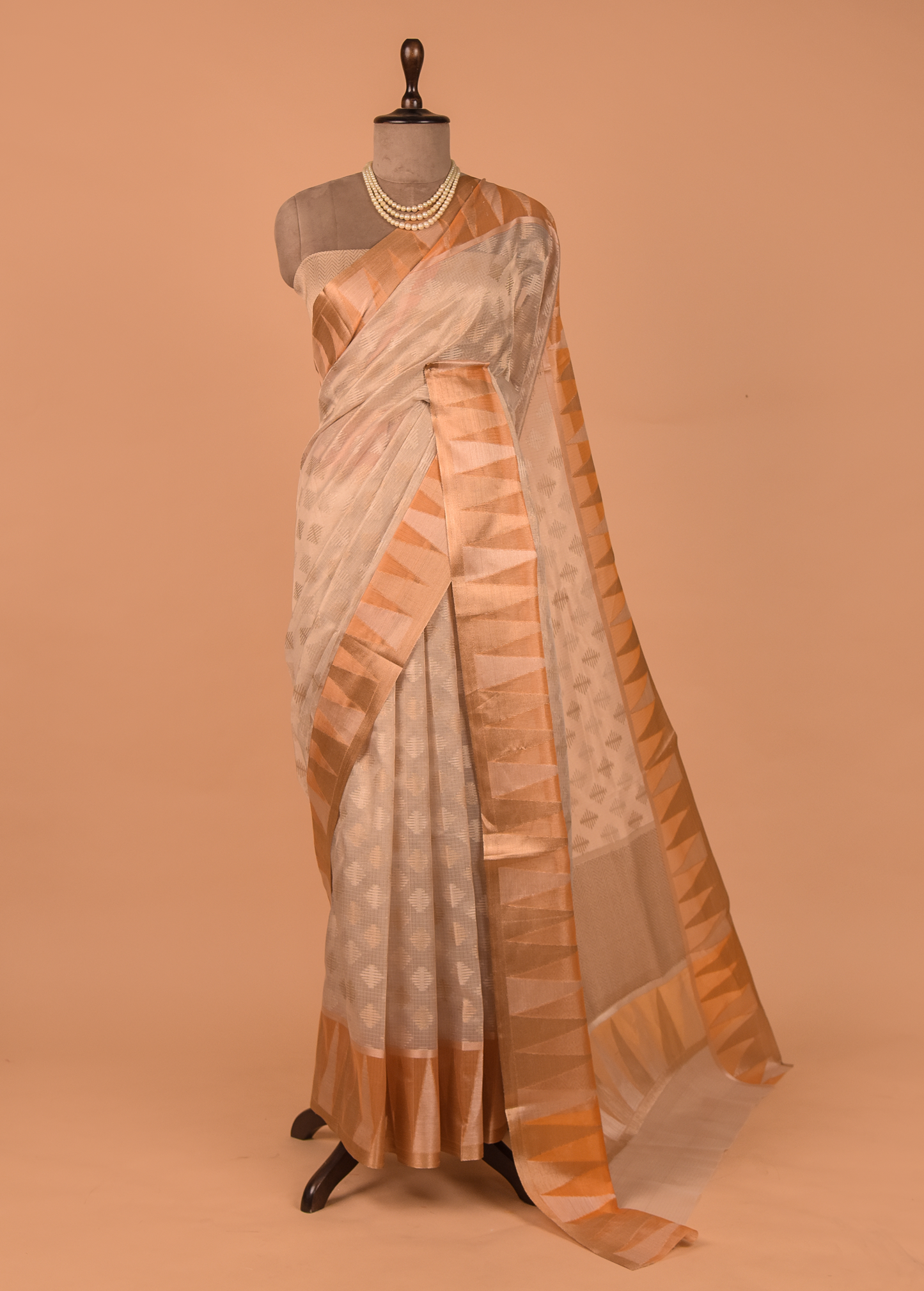 Silver Tissue Cotton Saree