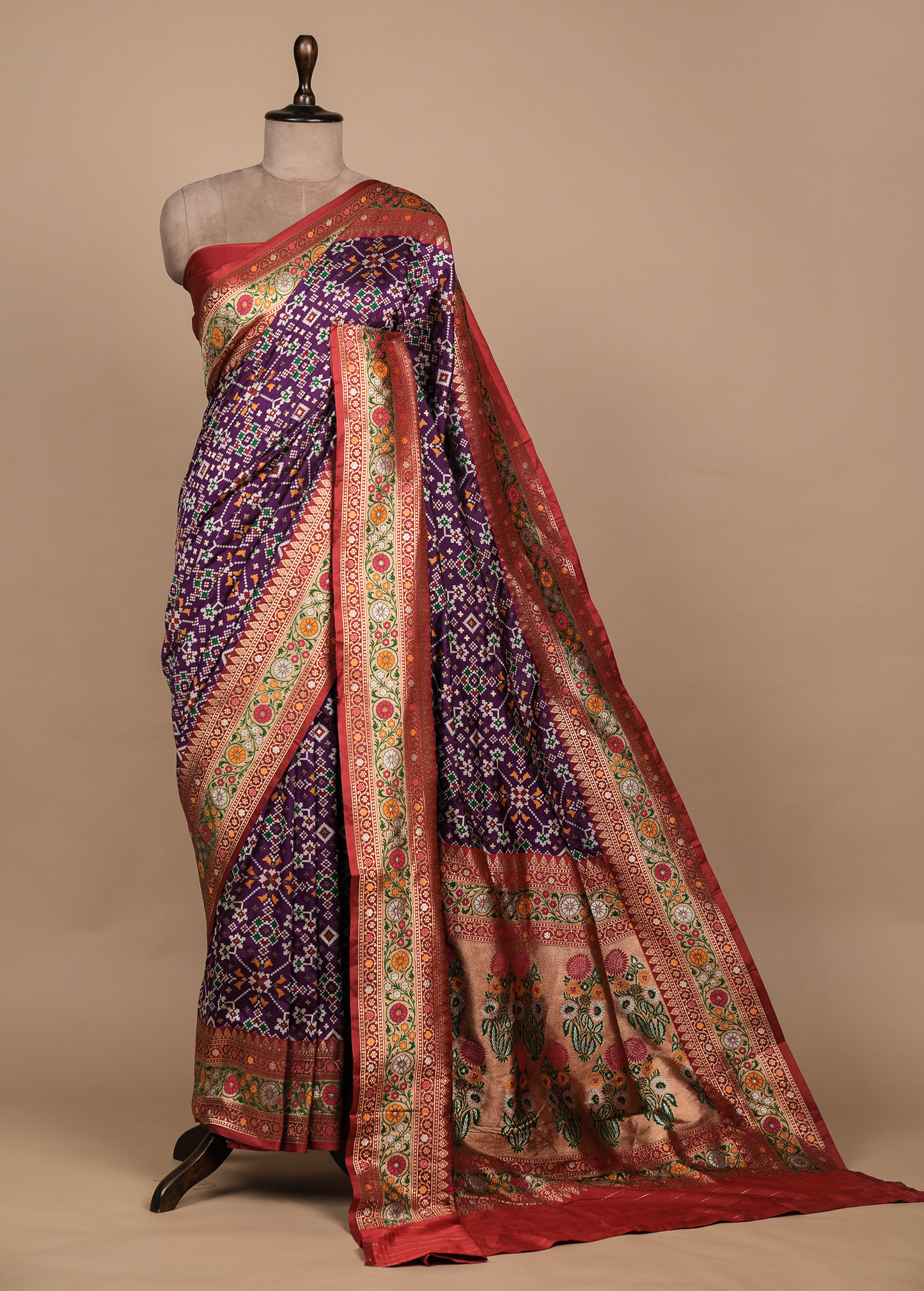 Purple Art Silk Patola Saree