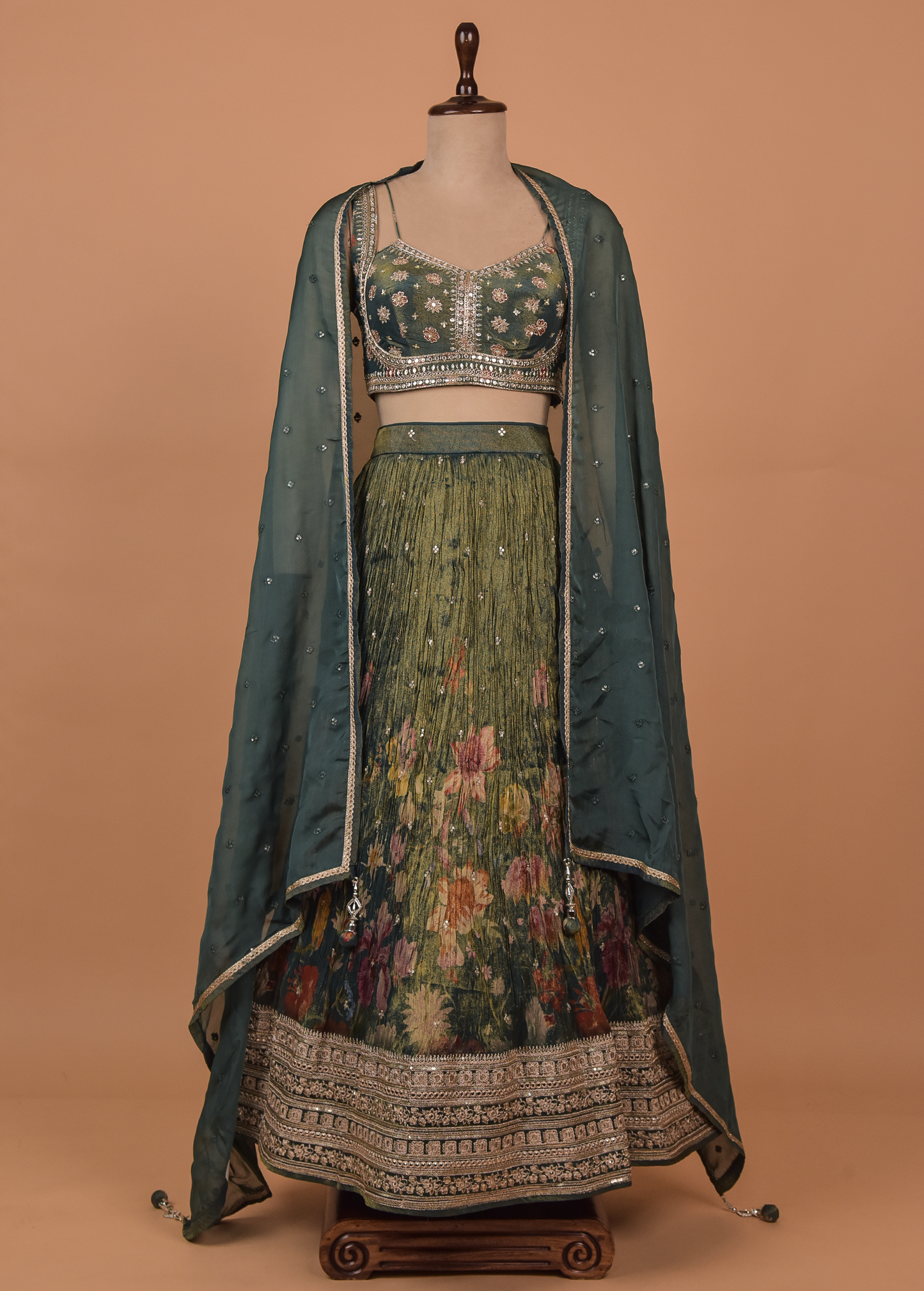 Green Georgette Lehenga