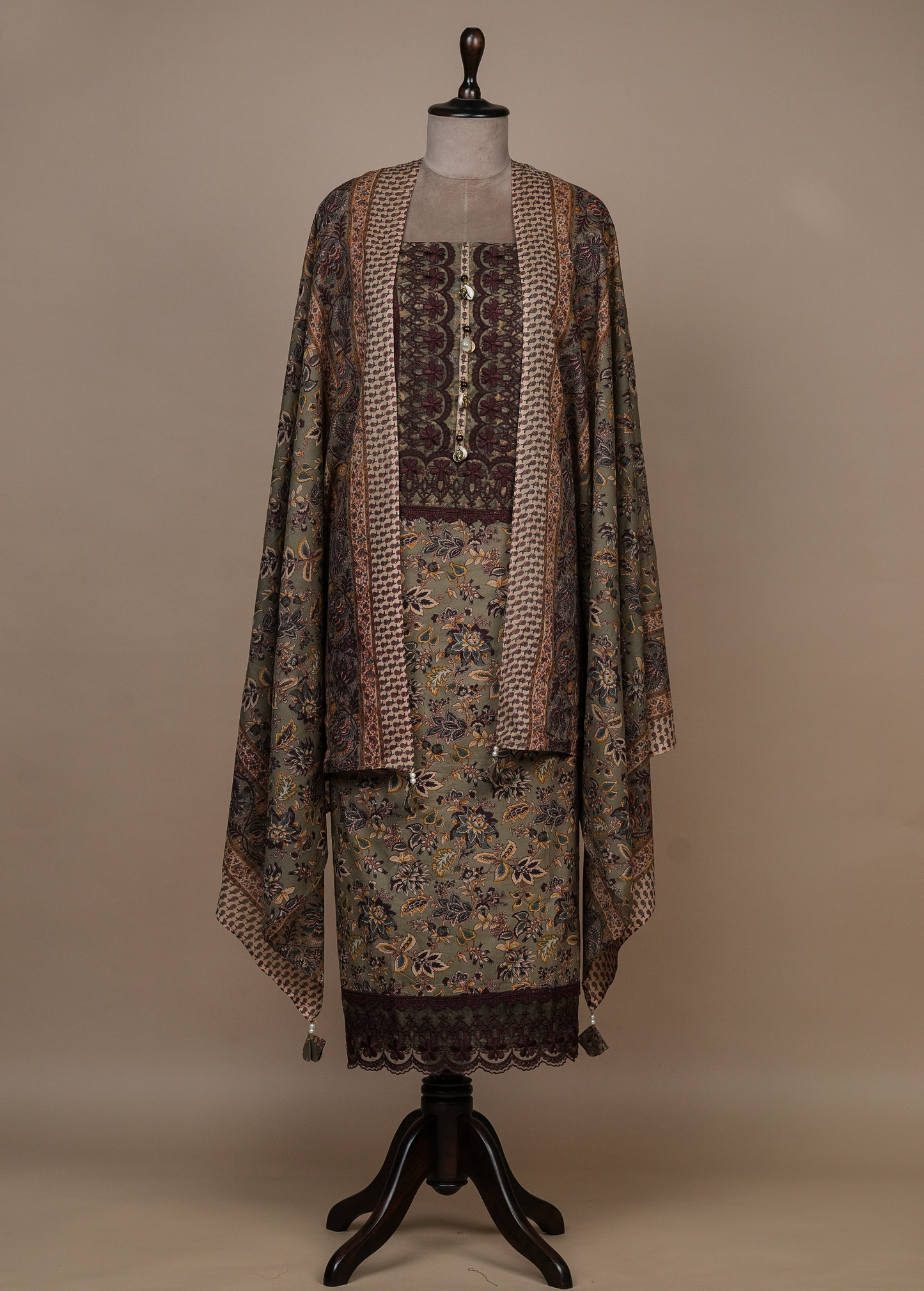 Green Cotton Dress Material