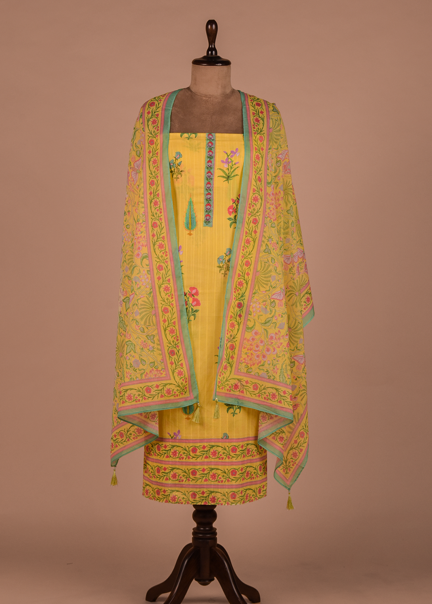 Yellow Cotton Dress Material