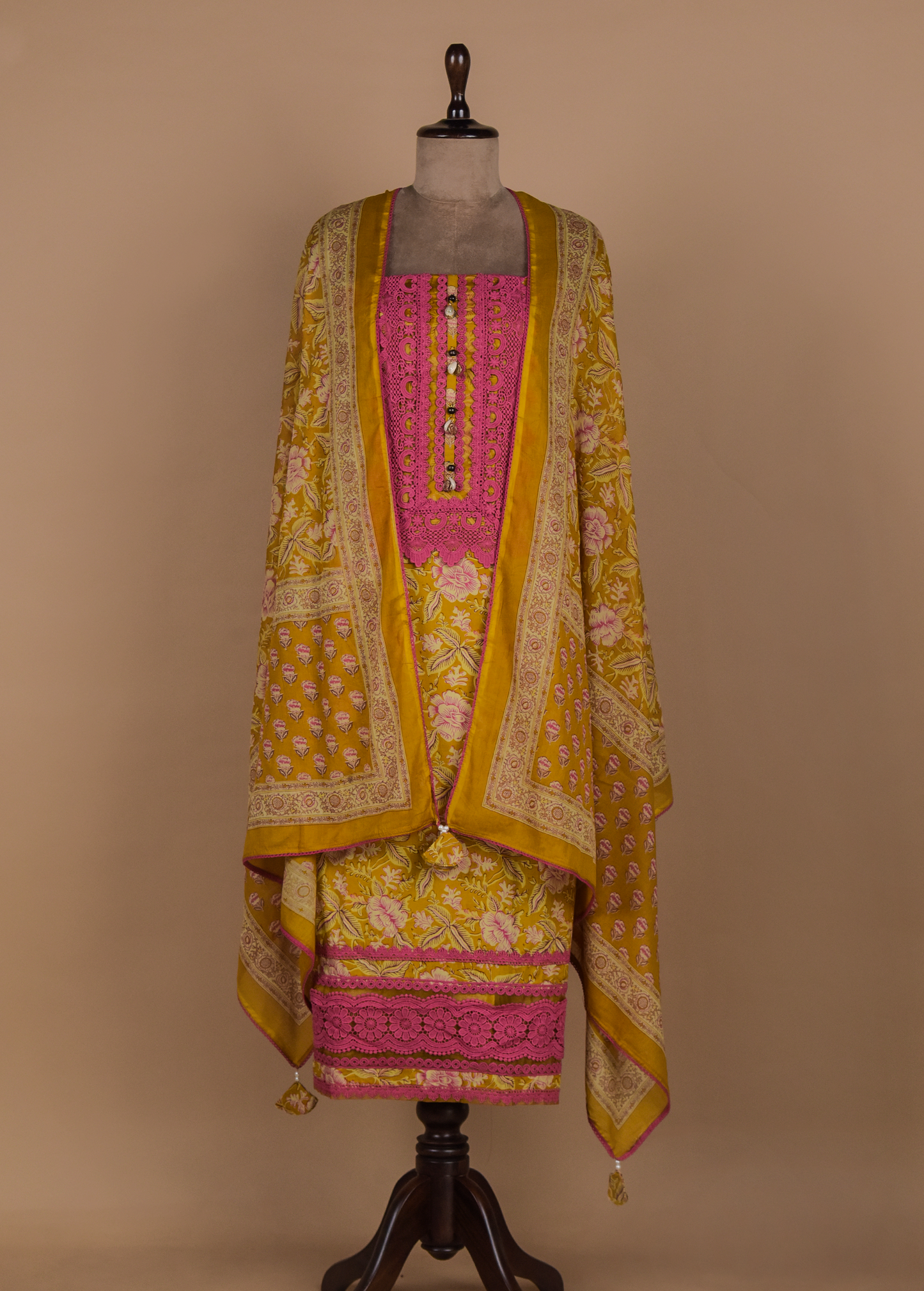 Yellow Chanderi Dress Material