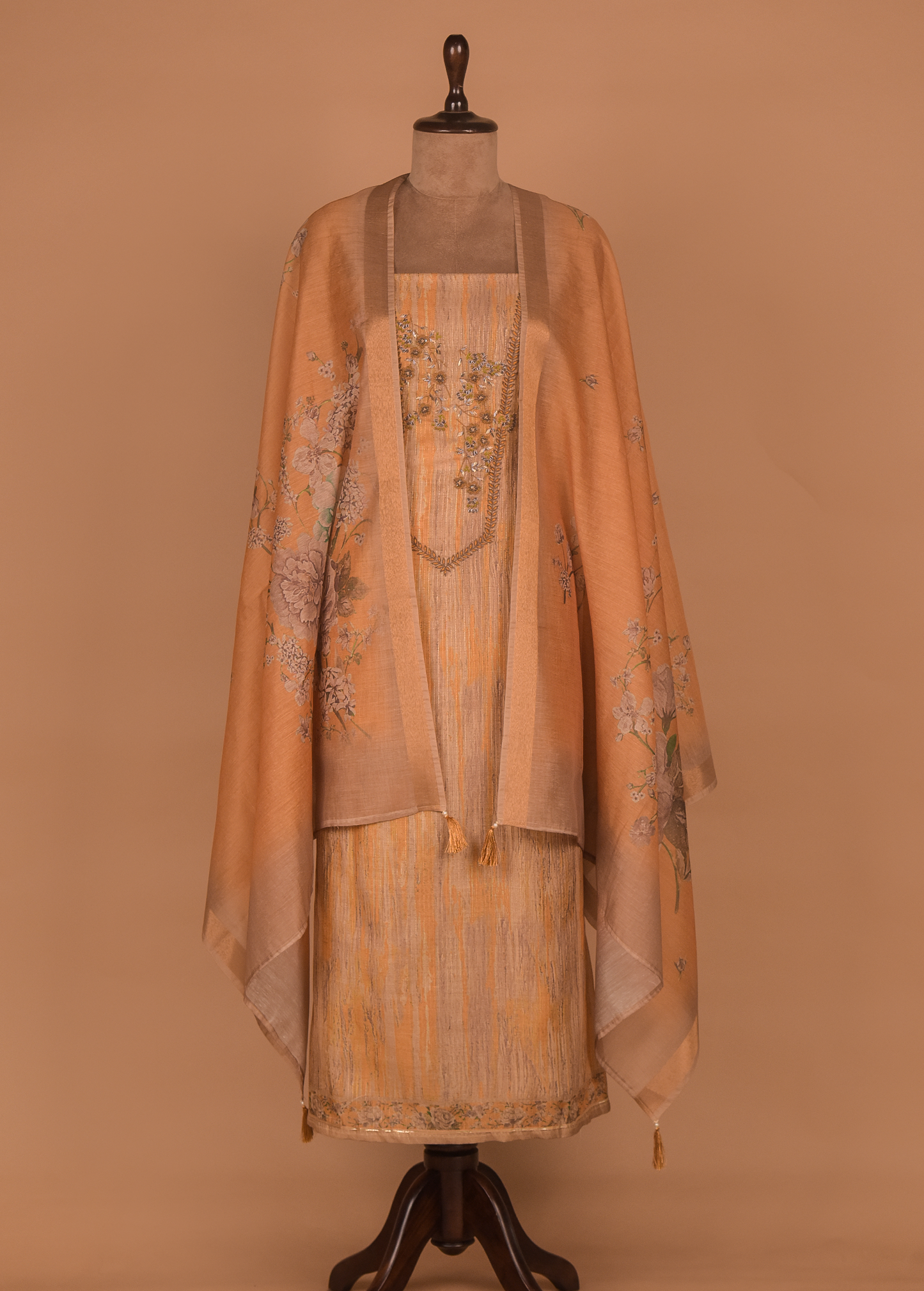 Beige Cotton Dress Material