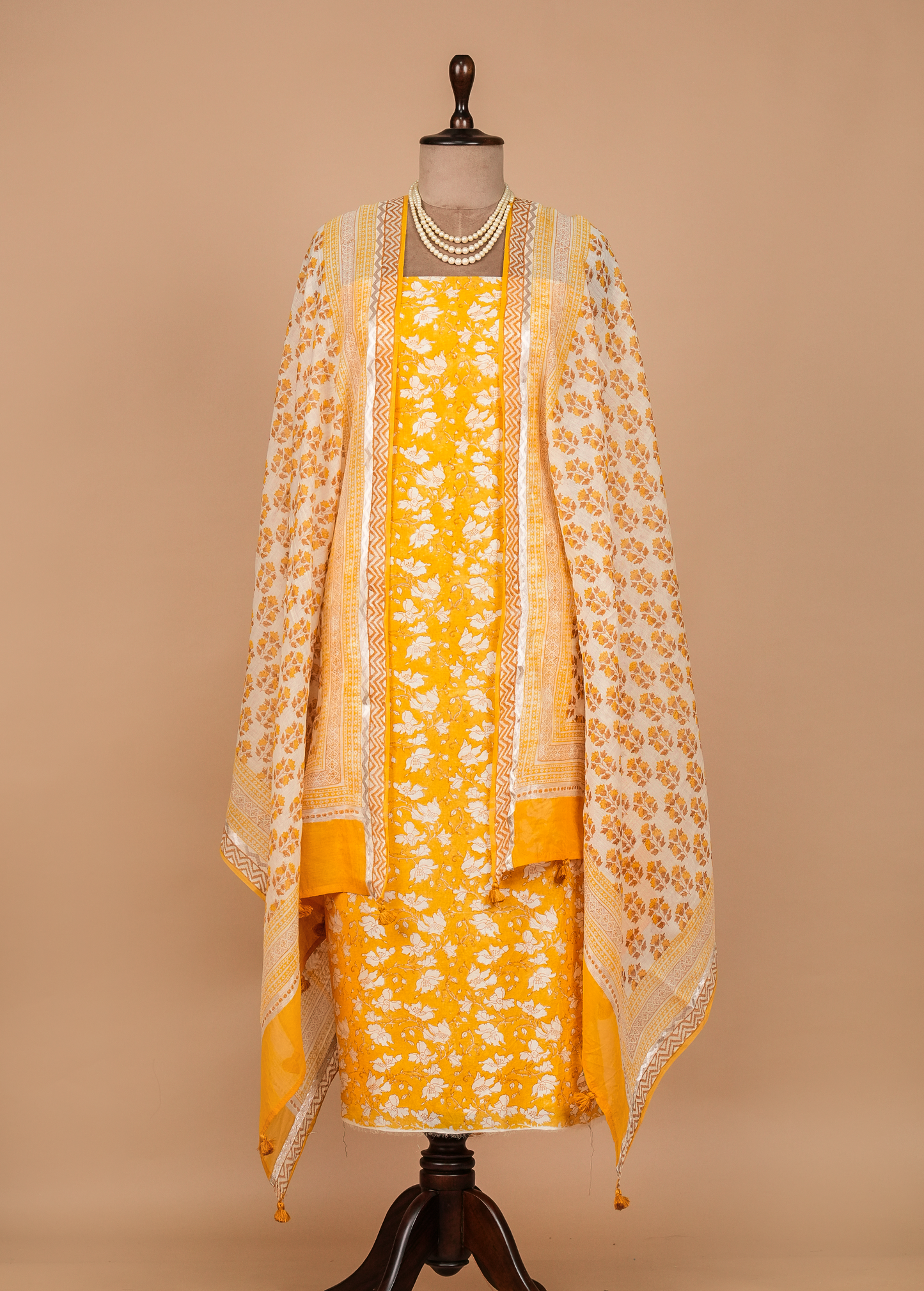 Yellow Cotton Dress Material