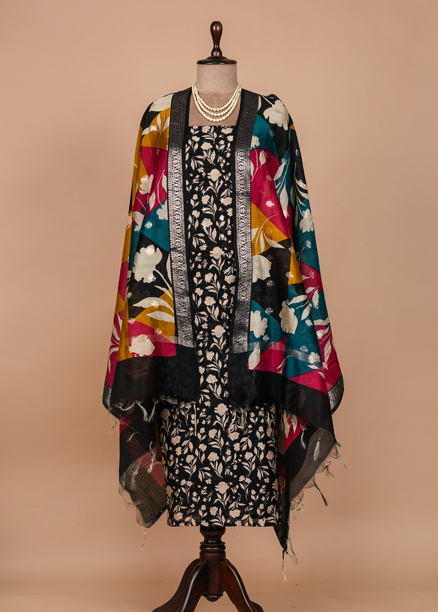 Black And White Cotton Dress Material
