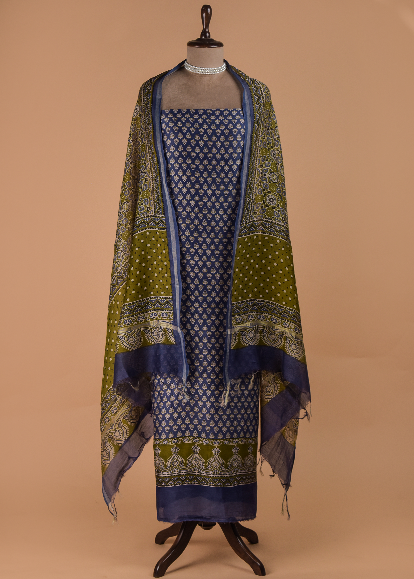 Blue Chanderi Dress Material