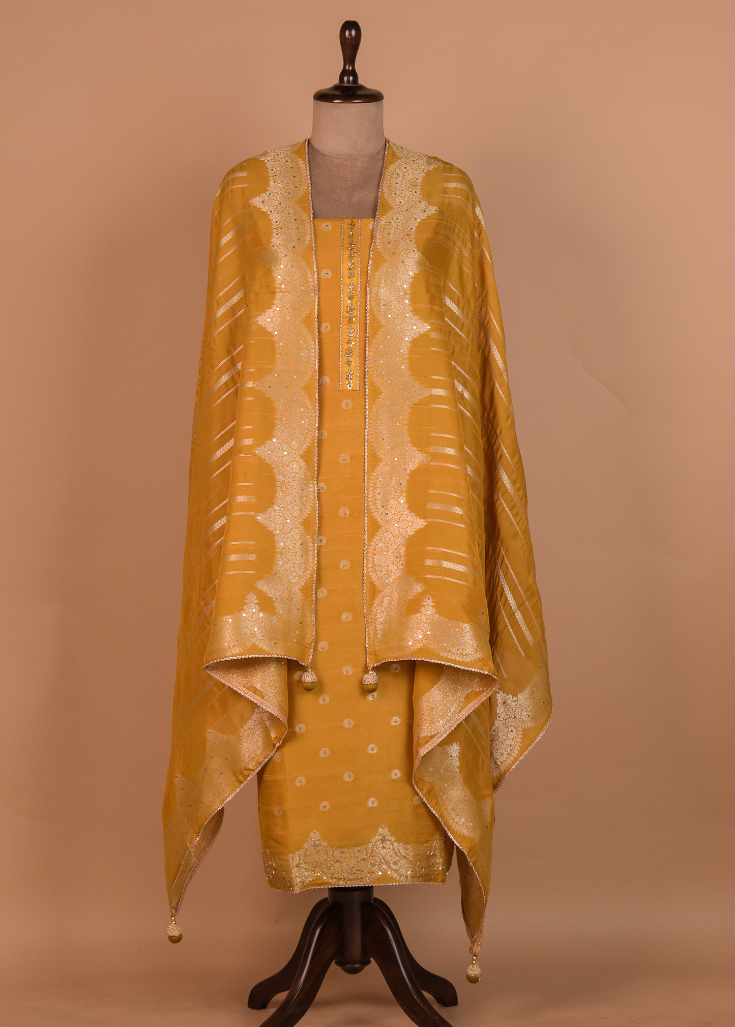 Yellow Chanderi Dress Material