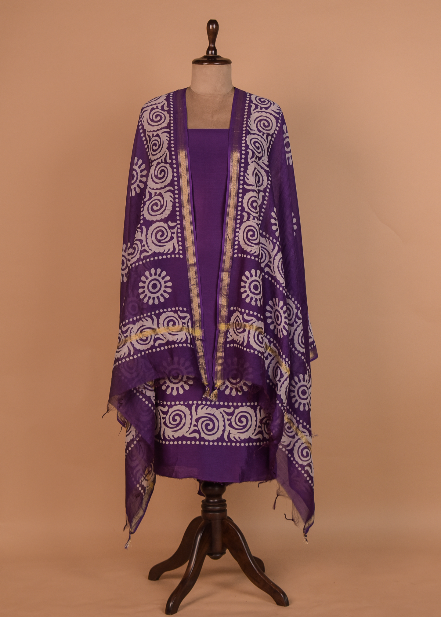 Purple Chanderi Dress Material